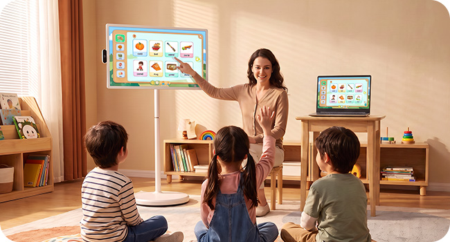 Portable smart TV with wireless screen mirroring and HDMI connection for larger viewing