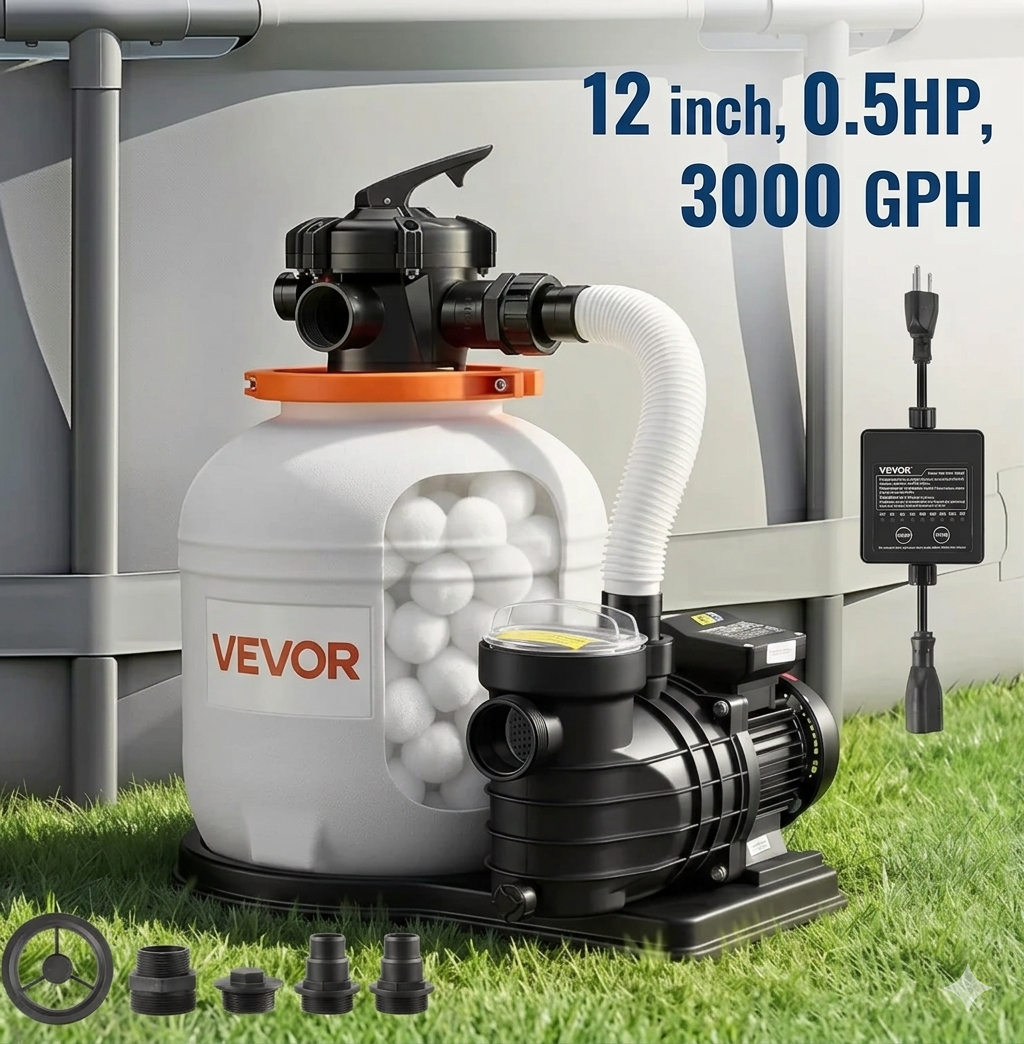 🔥LAST DAY 80% OFF--VEVOR FlashPure Sand Filter Pump