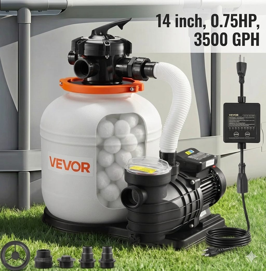 🔥LAST DAY 80% OFF--VEVOR FlashPure Sand Filter Pump