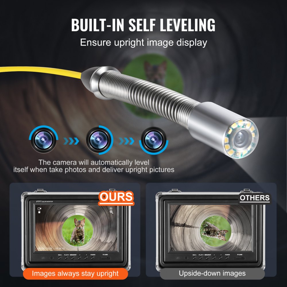 VEVOR 165FT HD Sewer Inspection Camera with 512Hz Locator & 9" Monitor