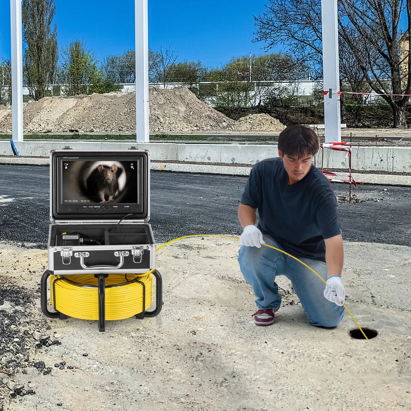 VEVOR 165FT HD Sewer Inspection Camera with 512Hz Locator & 9" Monitor