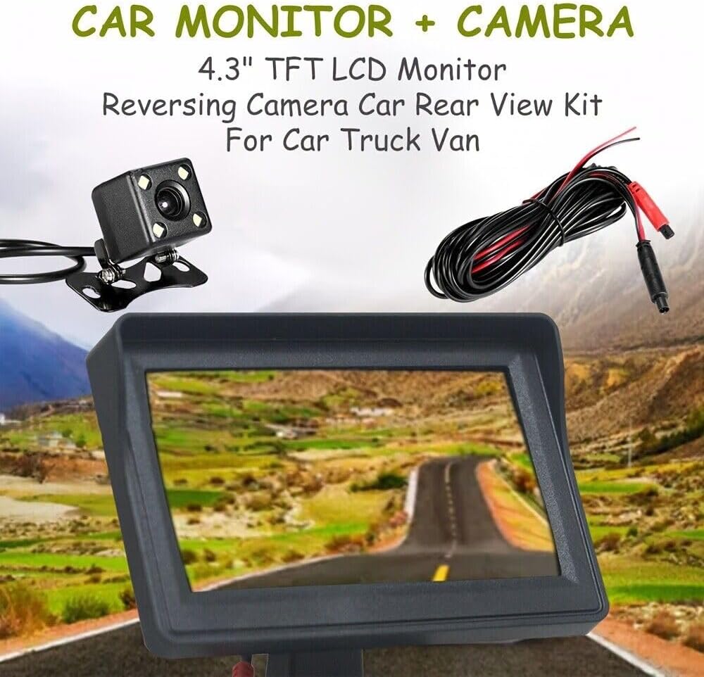 4.3 Inch TFT LCD Car Monitor Vehicle Rear View Reverse Backup Car LED Camera Video Parking System for Cars,Trucks,Pickups,Suvs, Easy Install