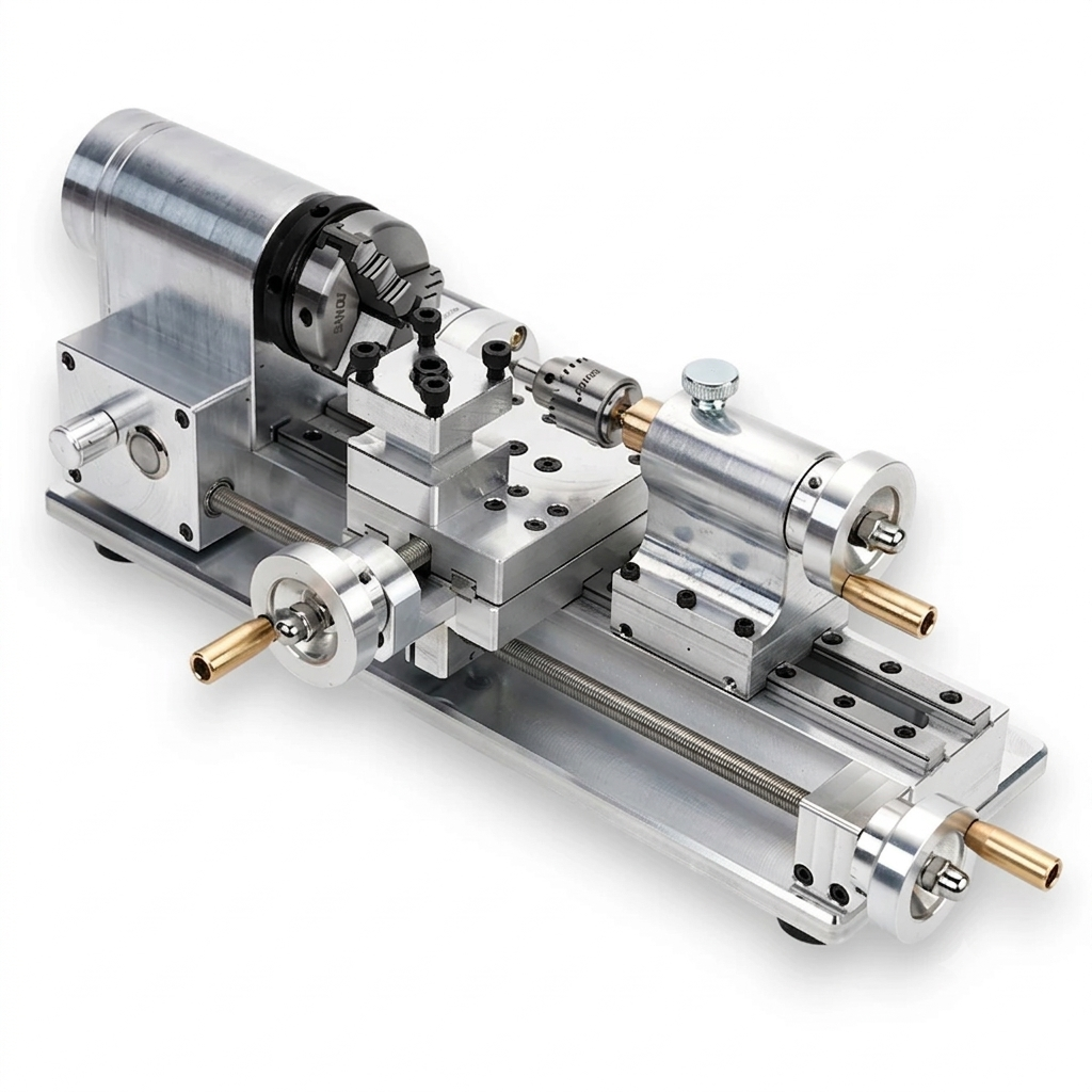 Mini Metal Lathe 80W — Micro Benchtop Lathe for DIY Metalworking