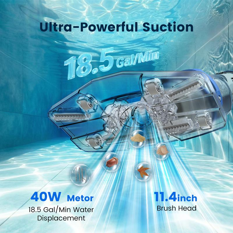 🔥[SUMMER VIBES] Enhulk Cordless Pool Vacuum for Above Ground Pools, Handheld Rechargeable Pool Cleaner with Telescopic Pole 🌀