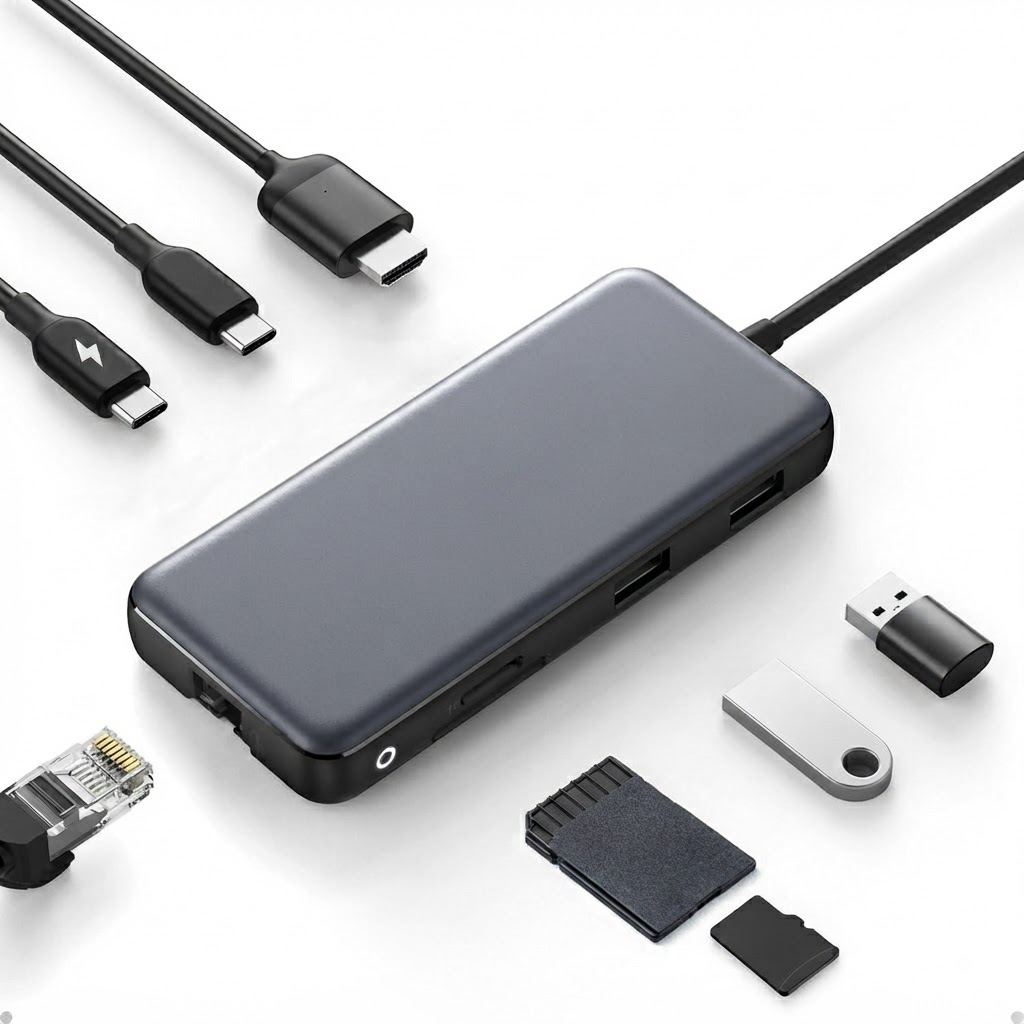  USB-C Hub, 8-in-1 Multiport Ethernet Adapter with