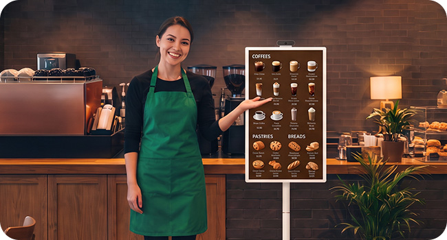 32 inch portable display for clock, photo frame, menu board, and business kiosk