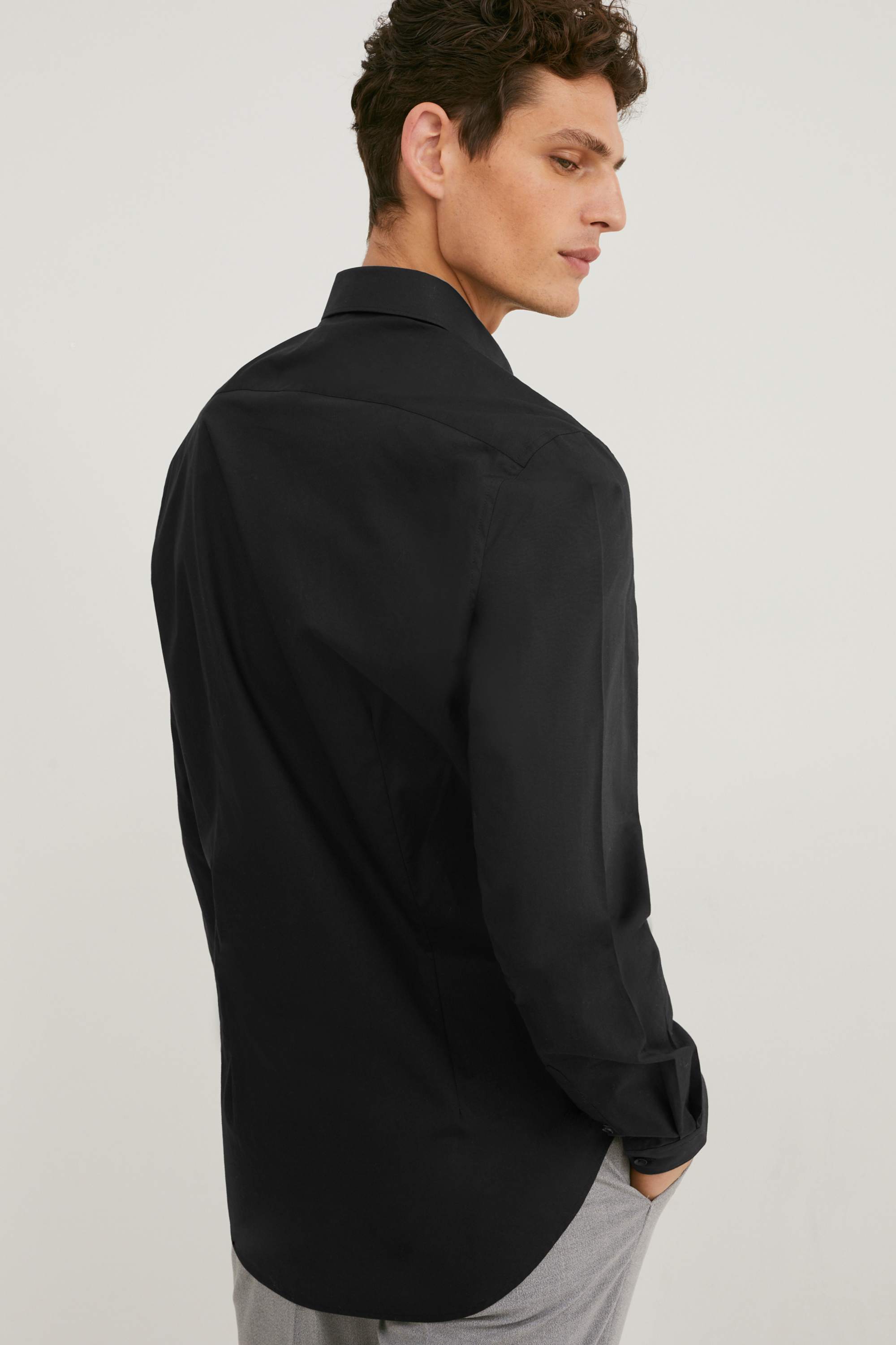 Business shirt - slim fit - extra-long sleeves - easy-iron black