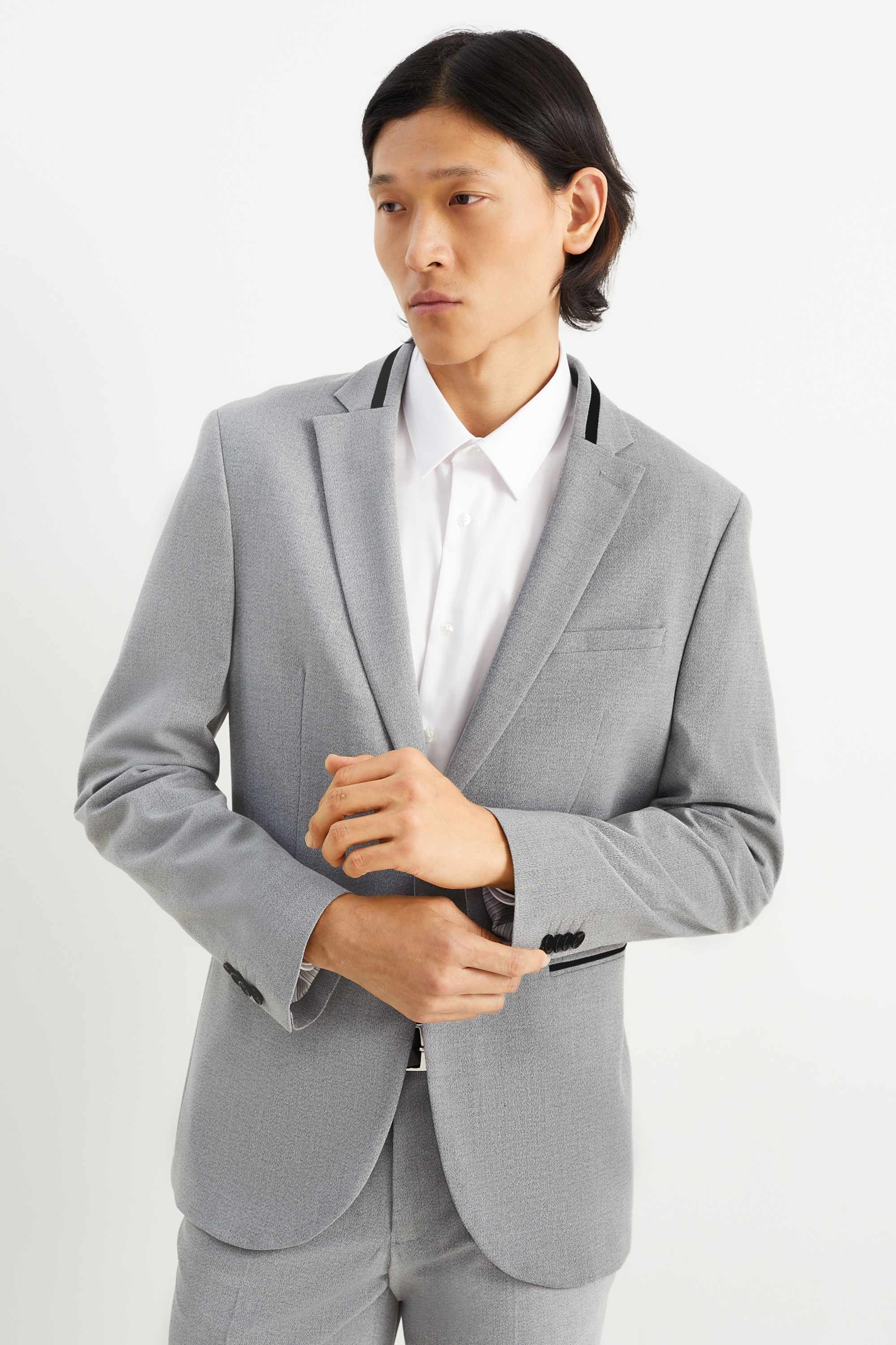 Mix-and-match tailored jacket - slim fit - Flex - LYCRA® light gray-melange