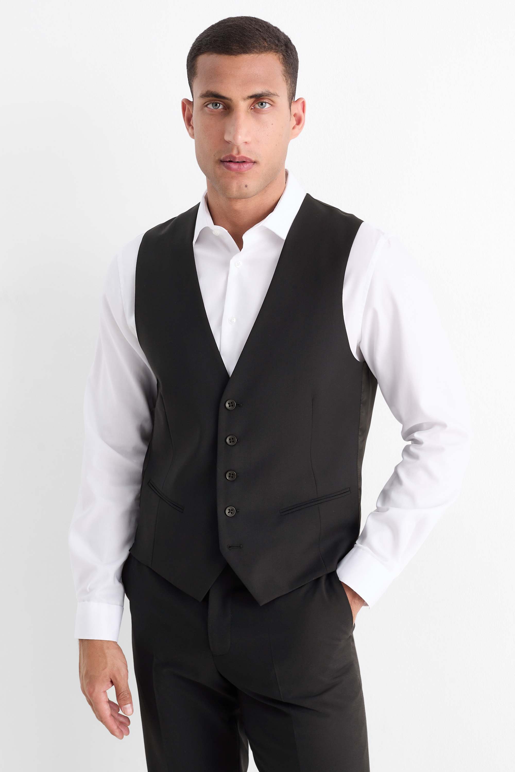 Waistcoat - regular fit - Flex - new wool blend black