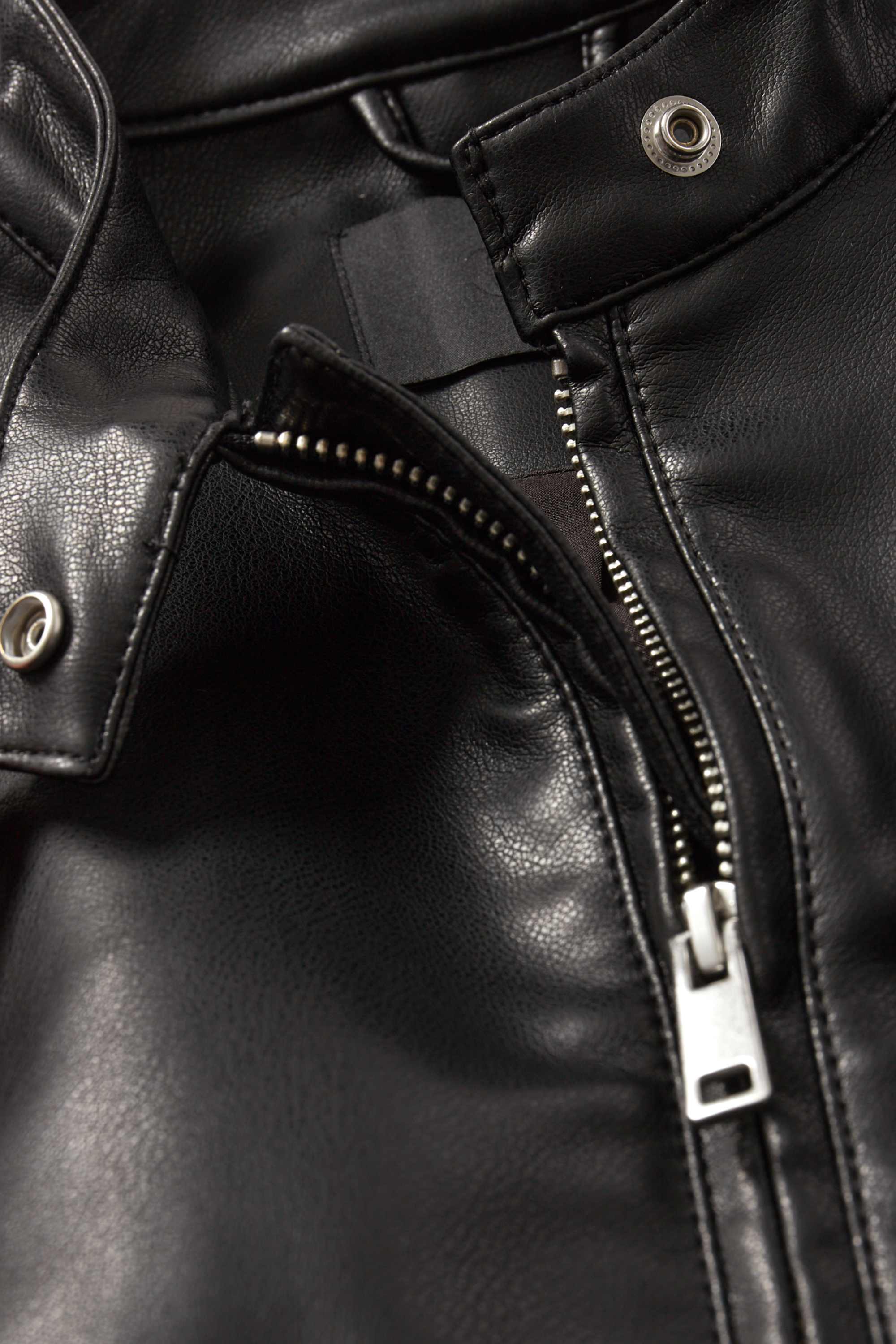 Cropped biker jacket - faux leather black