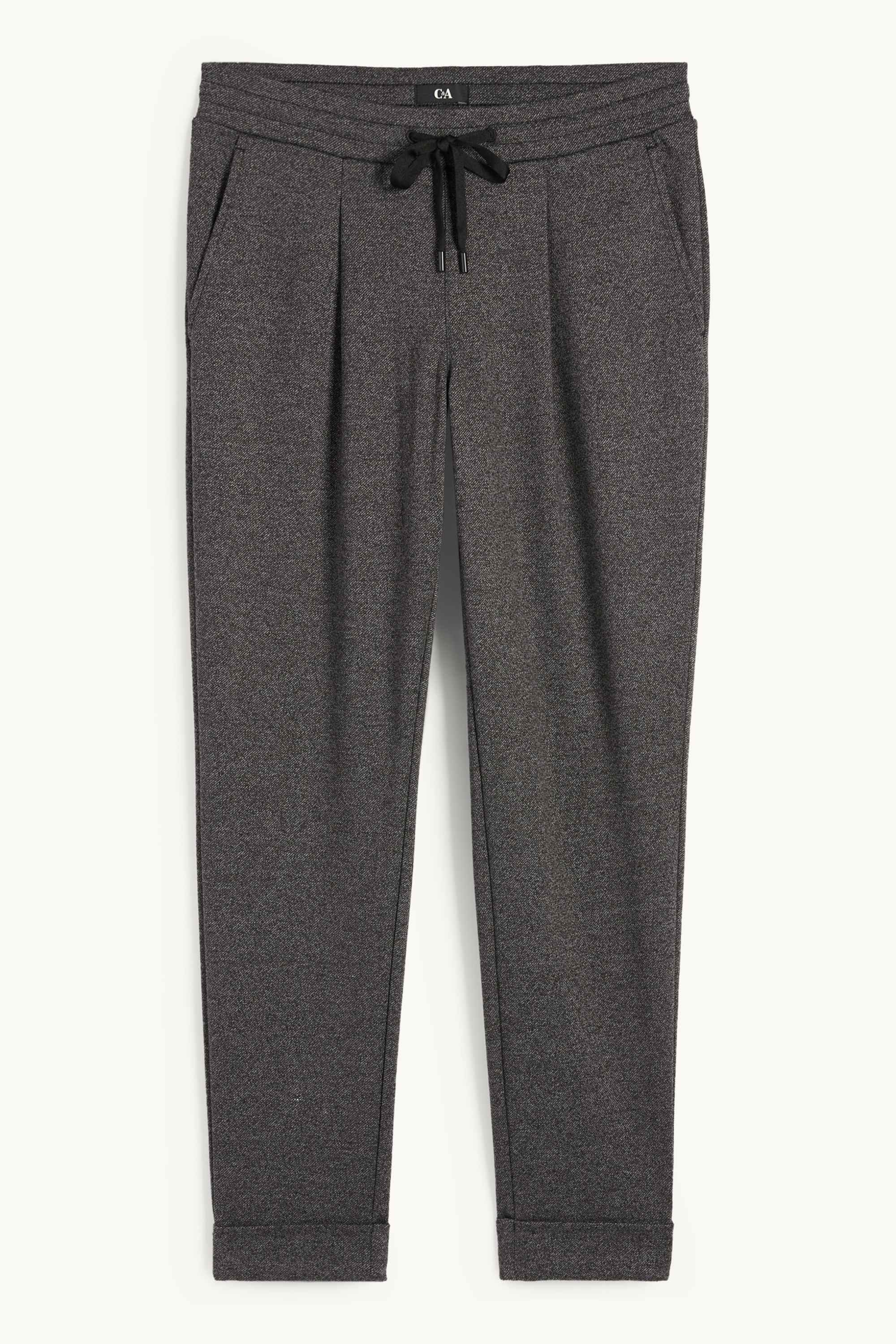 Cloth trousers - mid-rise waist - tapered fit gray-brown