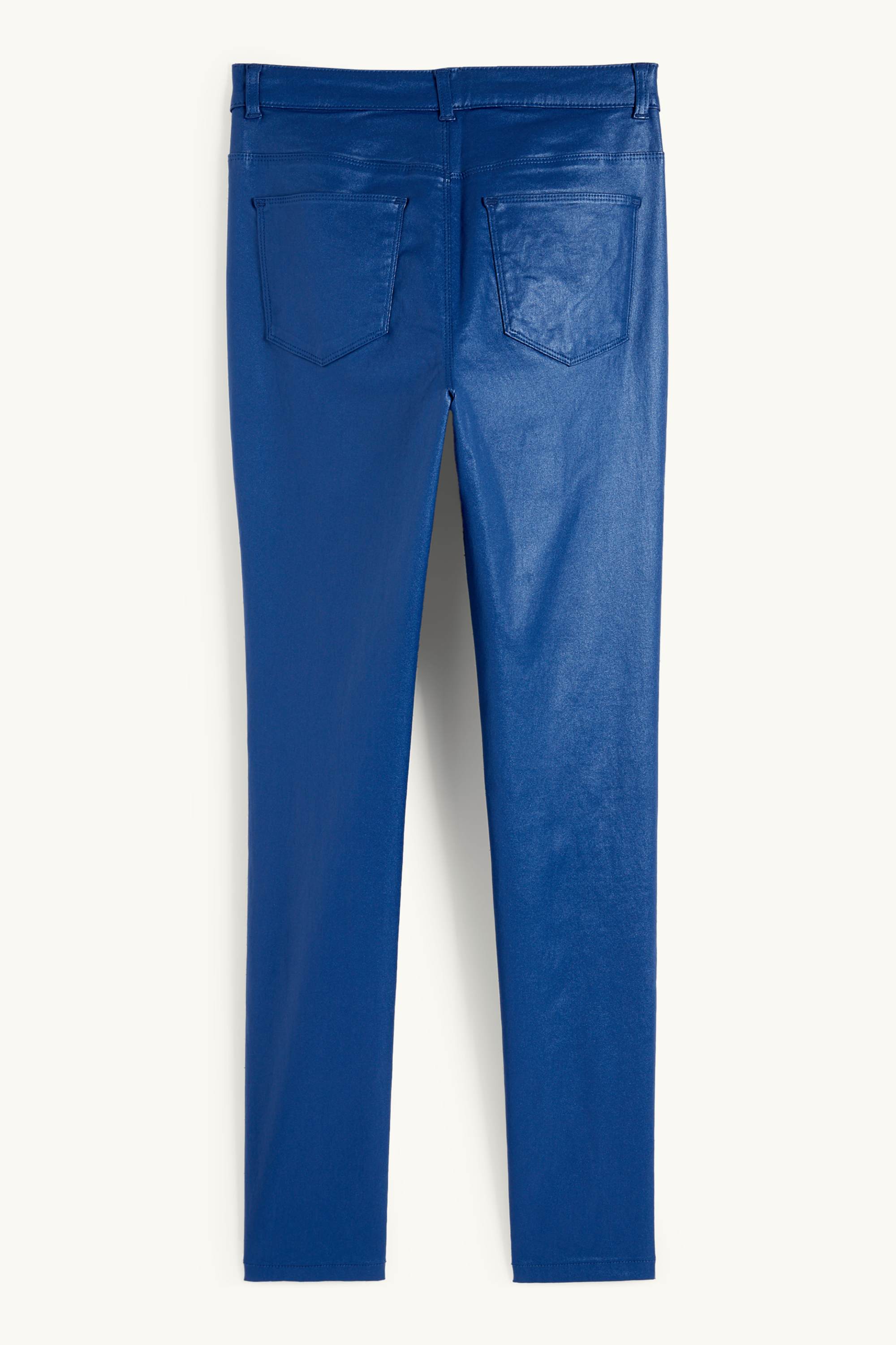 Trousers - high waist - skinny fit - shiny dark blue (6)