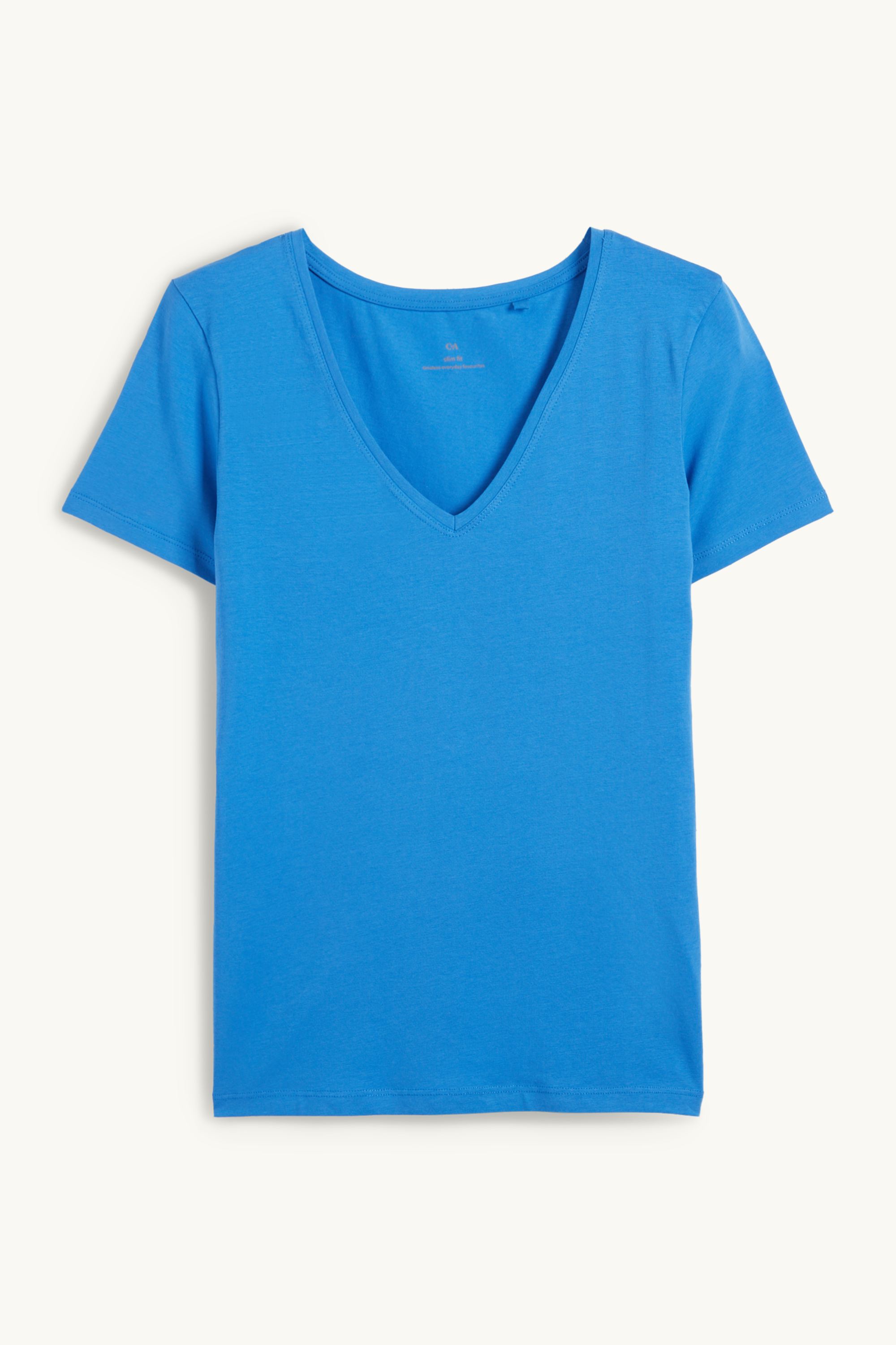V-neck T-shirt - slim fit blue
