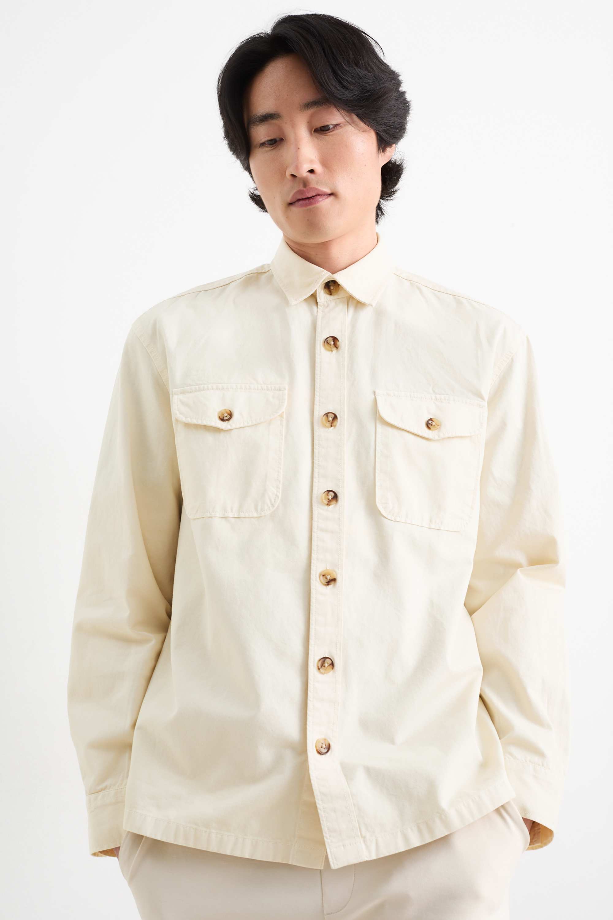 Shirt - regular fit - kent collar cremewhite