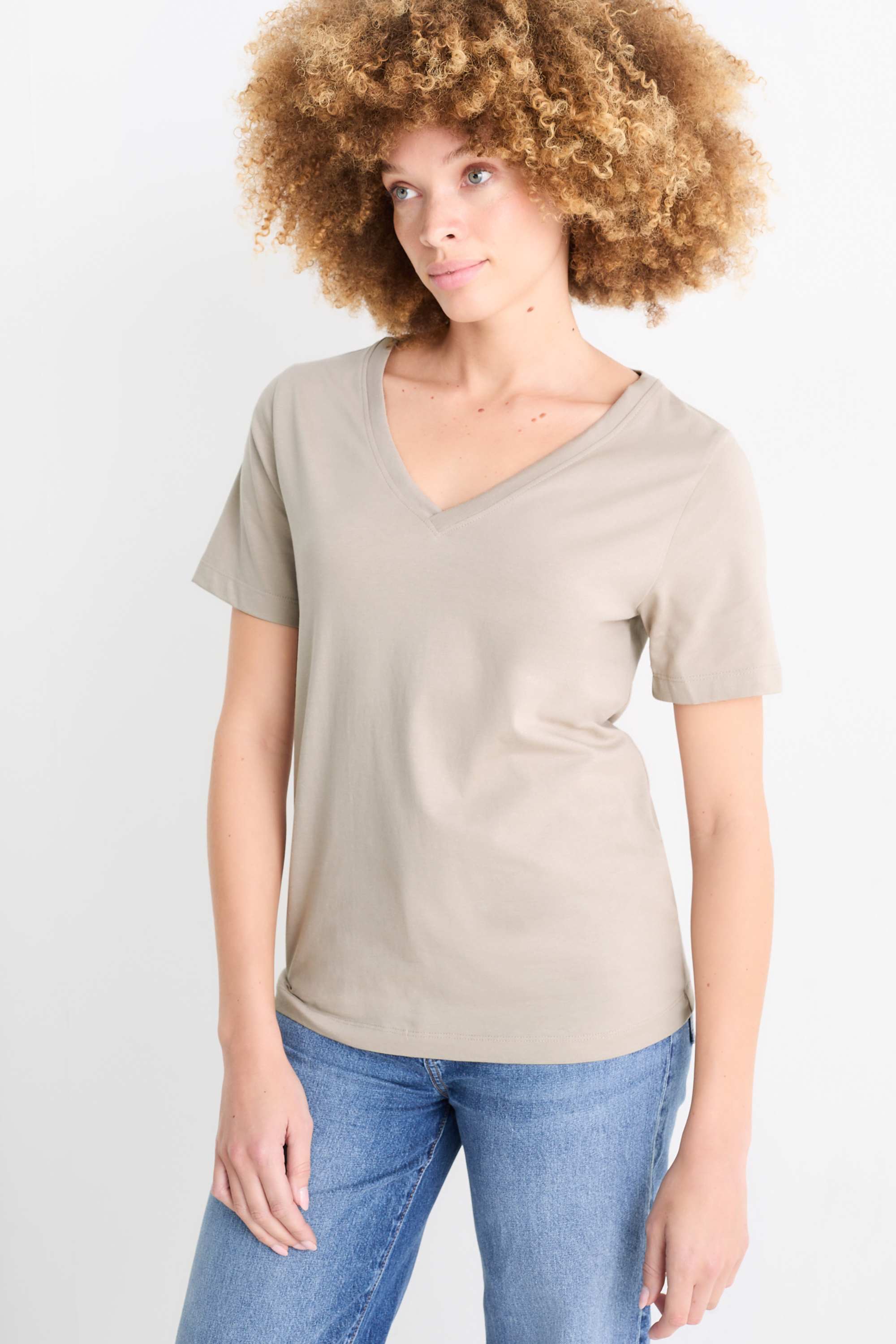 V-neck T-shirt - regular fit gray
