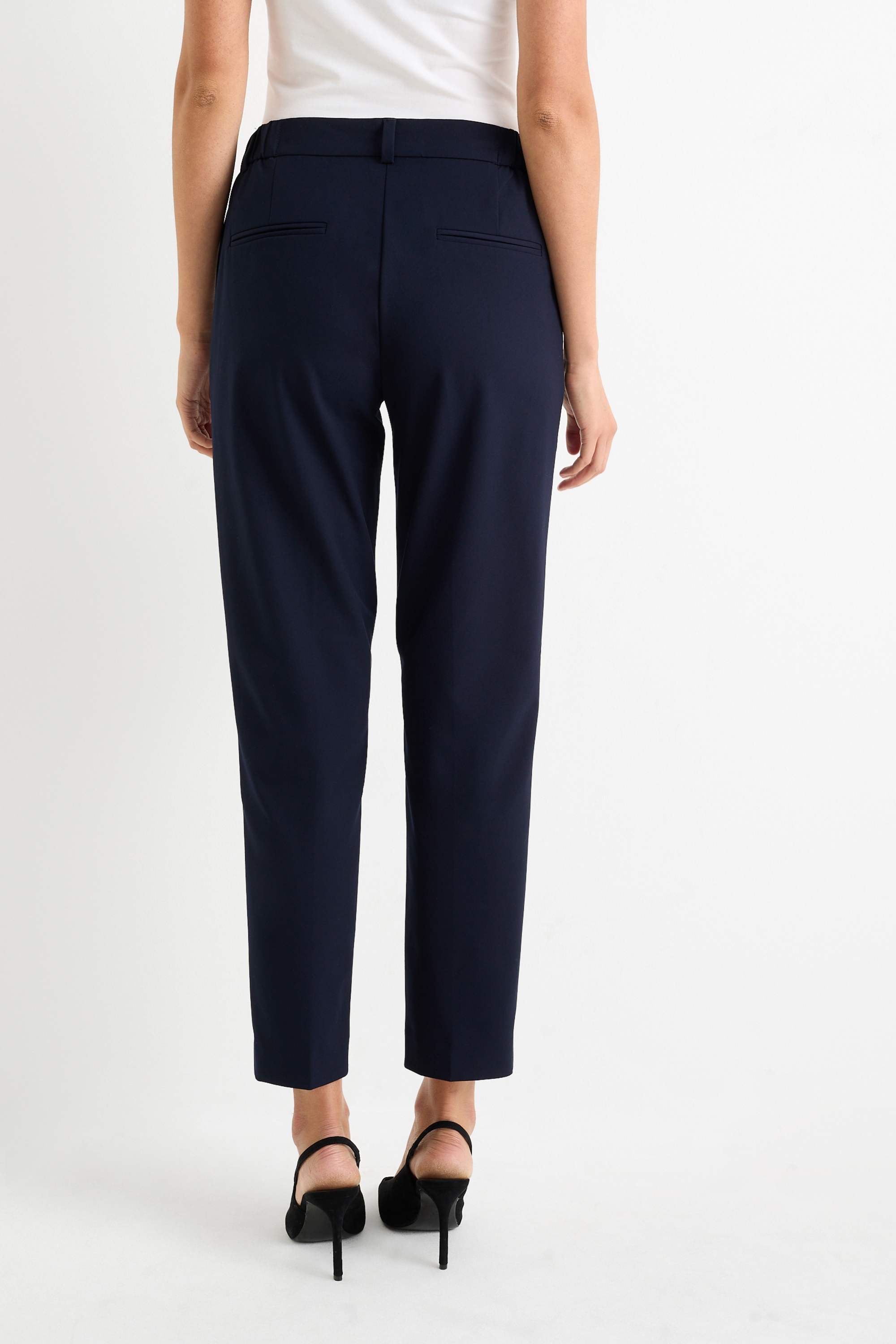 Business trousers - mid-rise waist - slim fit dark blue