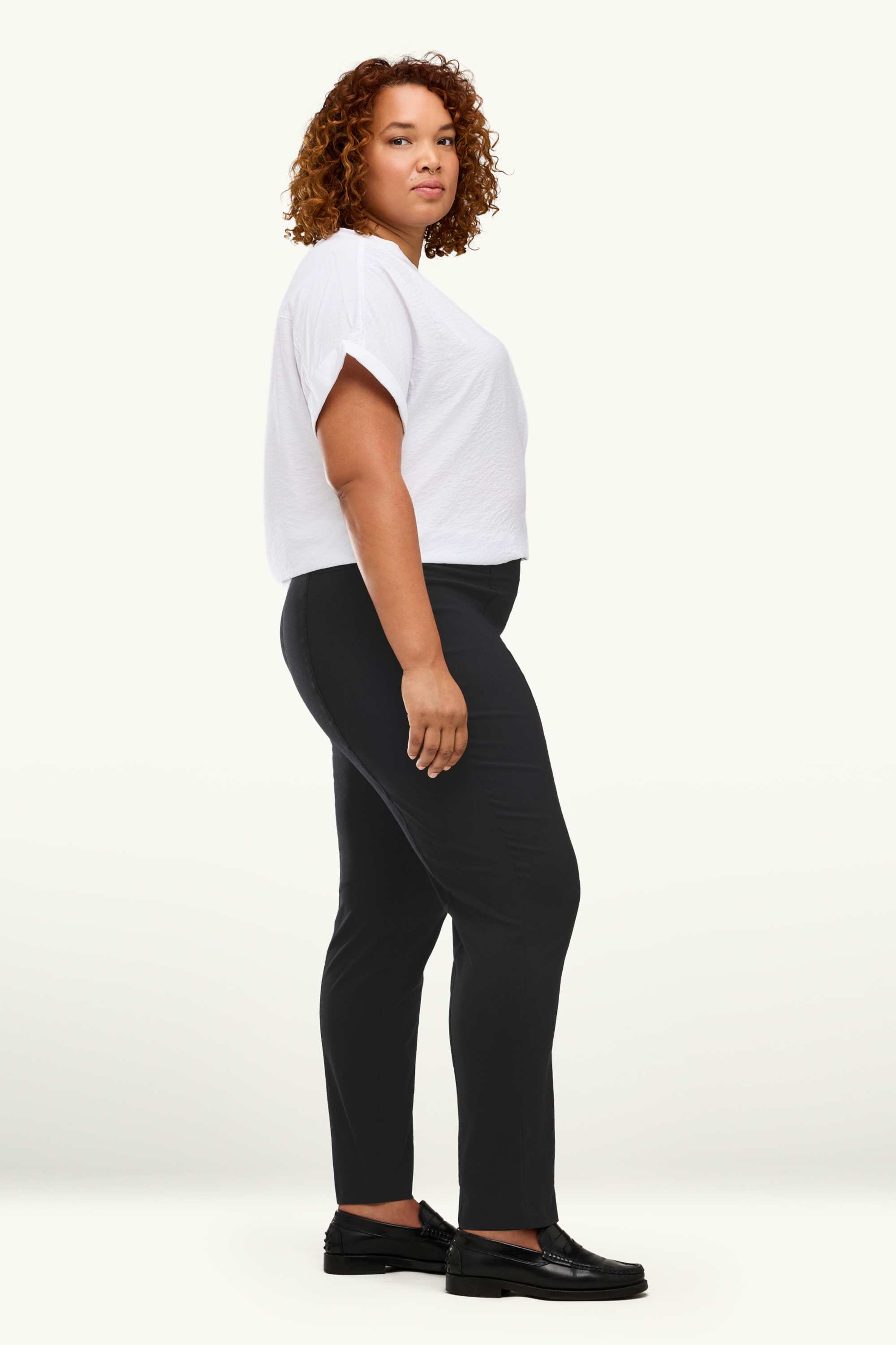 Cloth trousers - high waist - straight fit - LYCRA® black