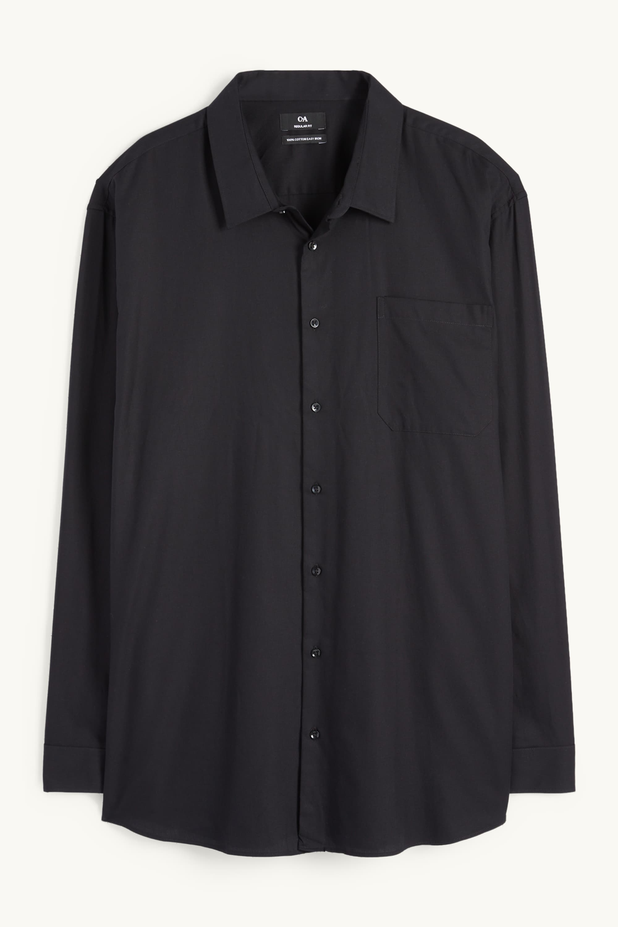 Shirt - regular fit - kent collar - easy-iron black