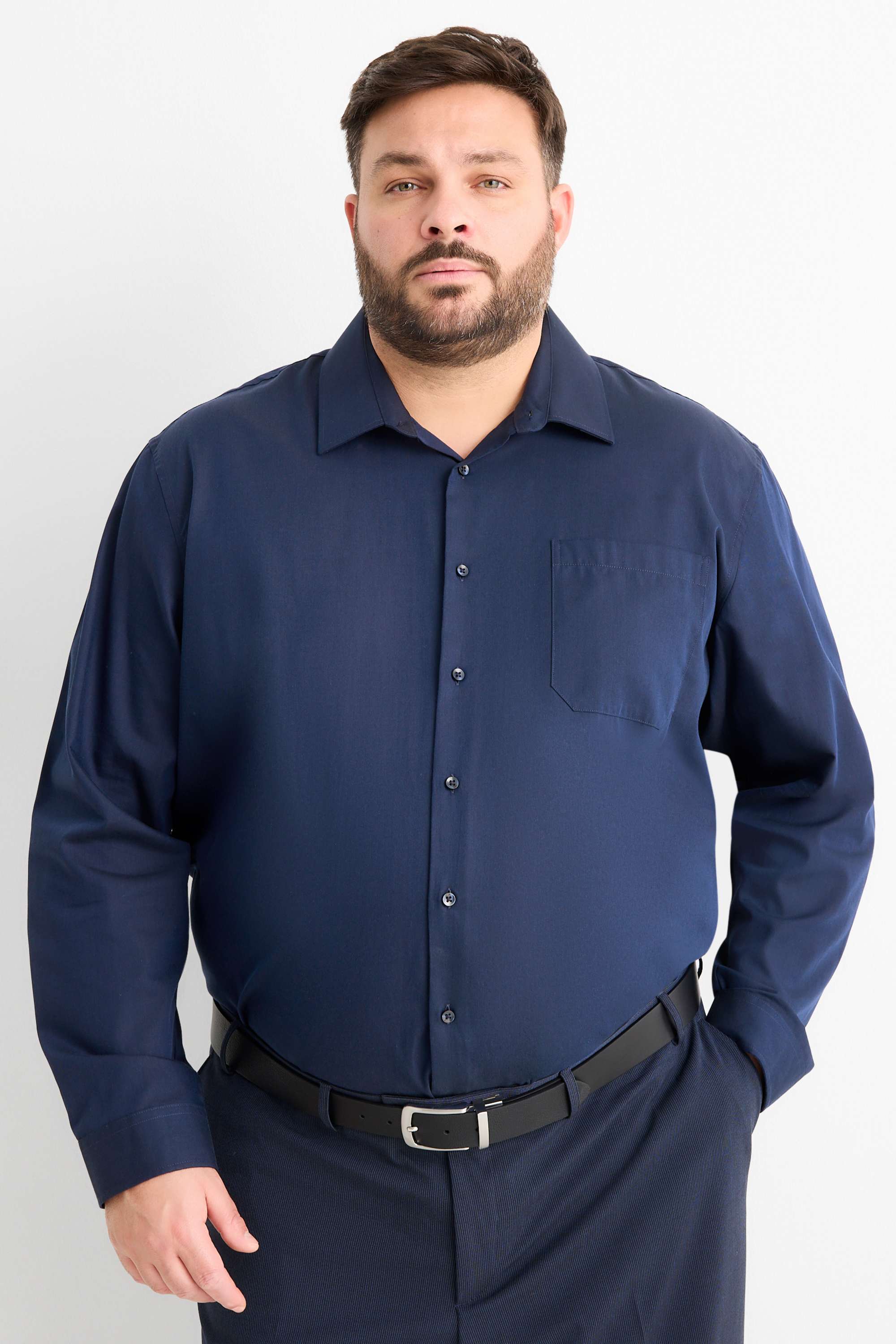 Shirt - regular fit - kent collar - easy-iron dark blue