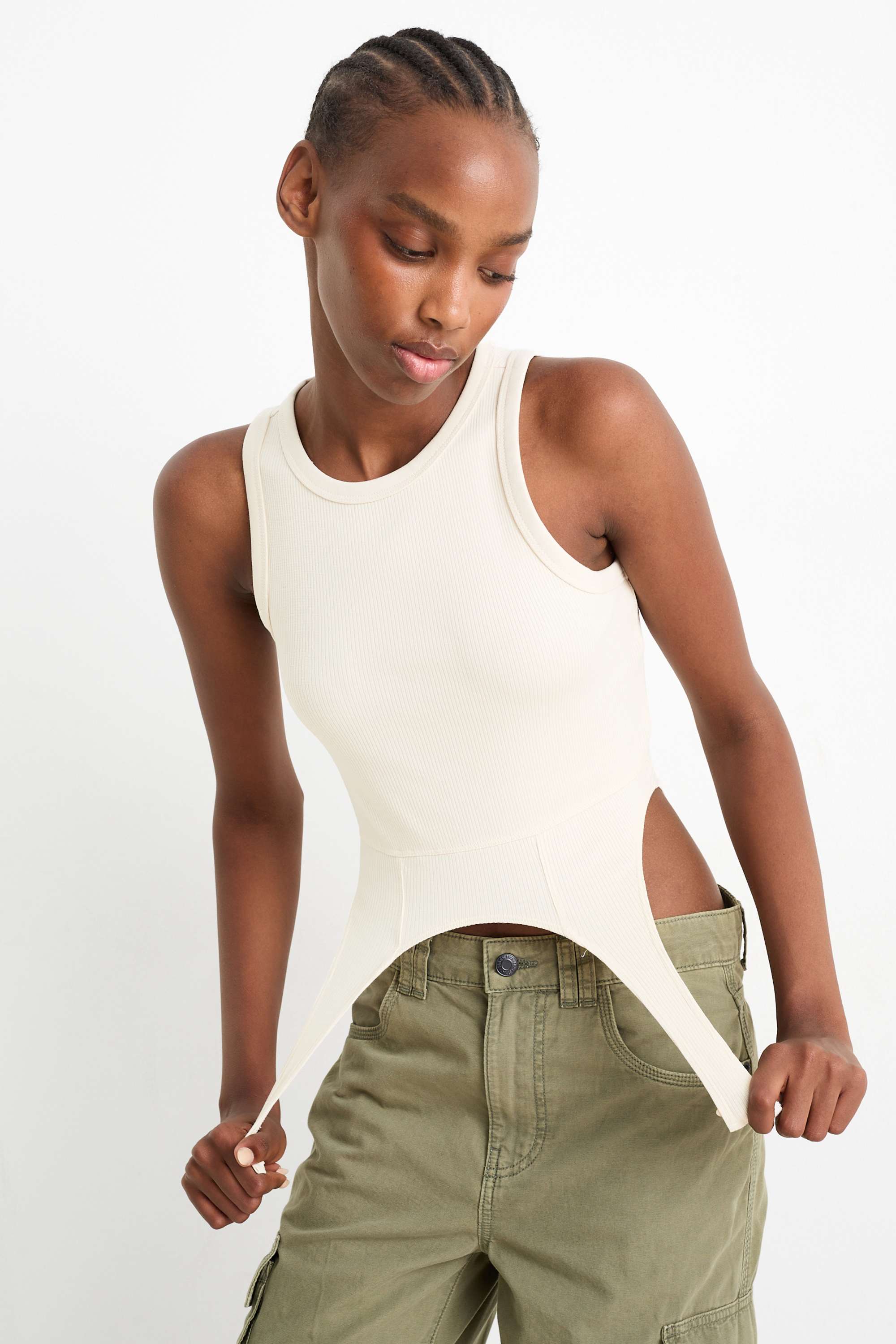 Cropped top light beige