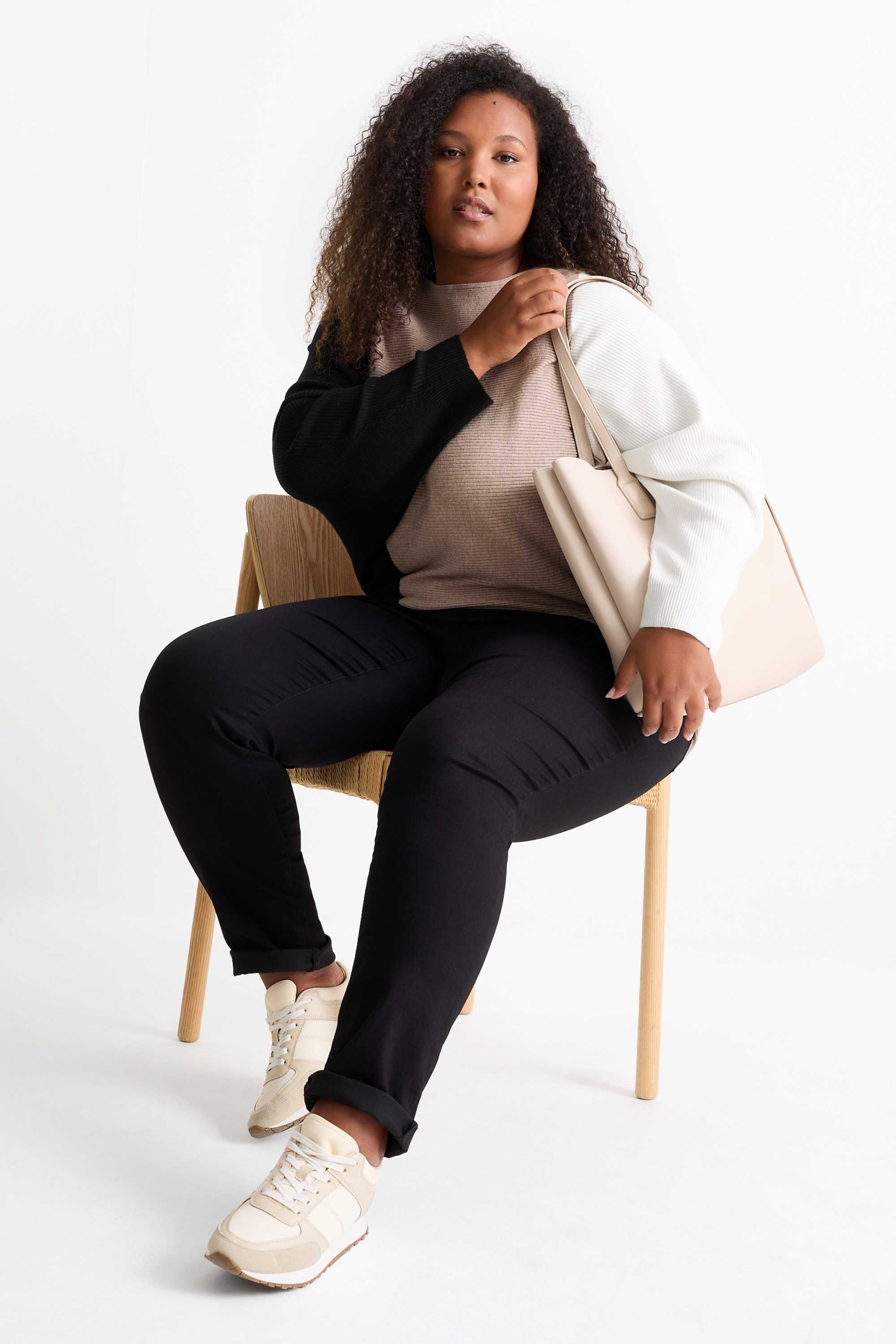 Jumper - ribbed beige