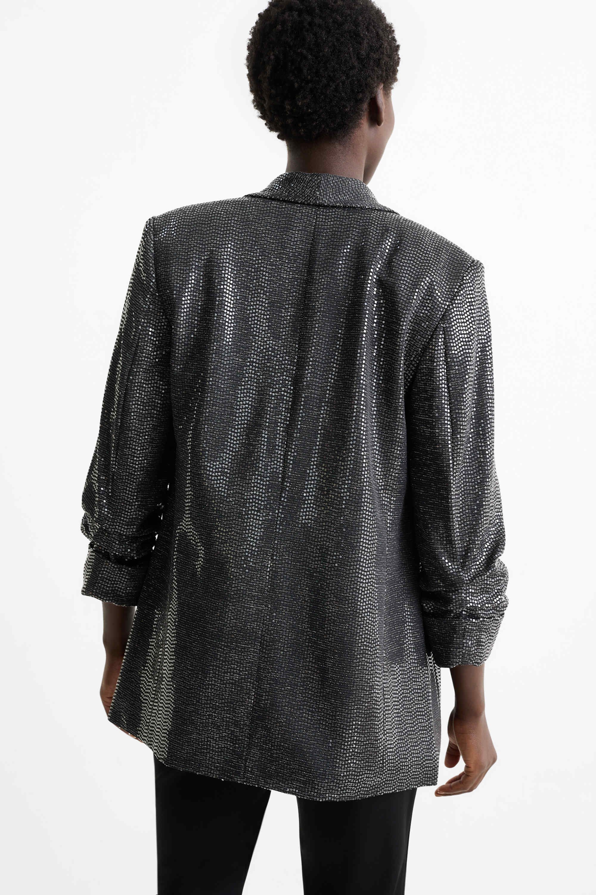 Long sequin blazer - relaxed fit black