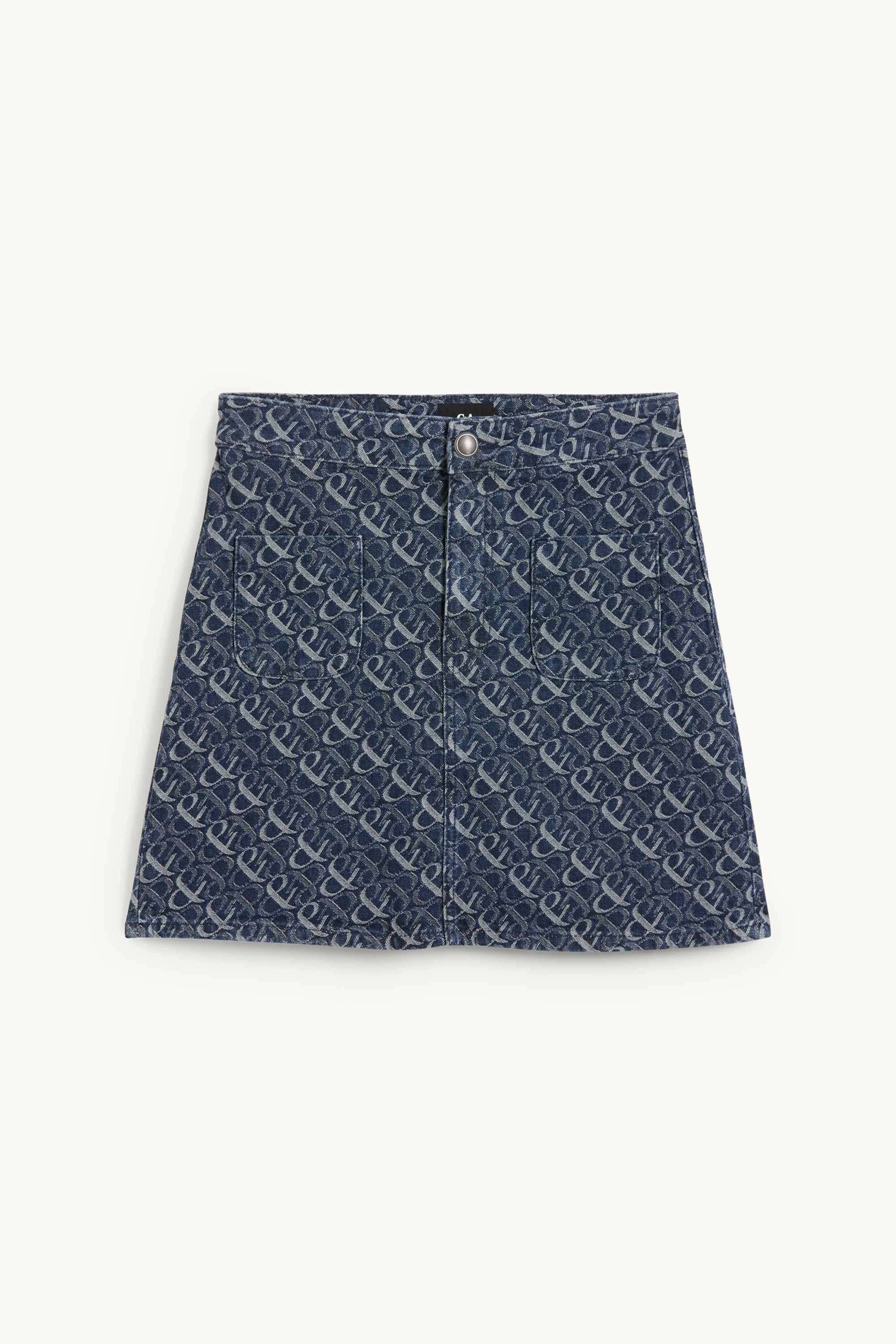 Denim miniskirt - patterned denim-dark blue
