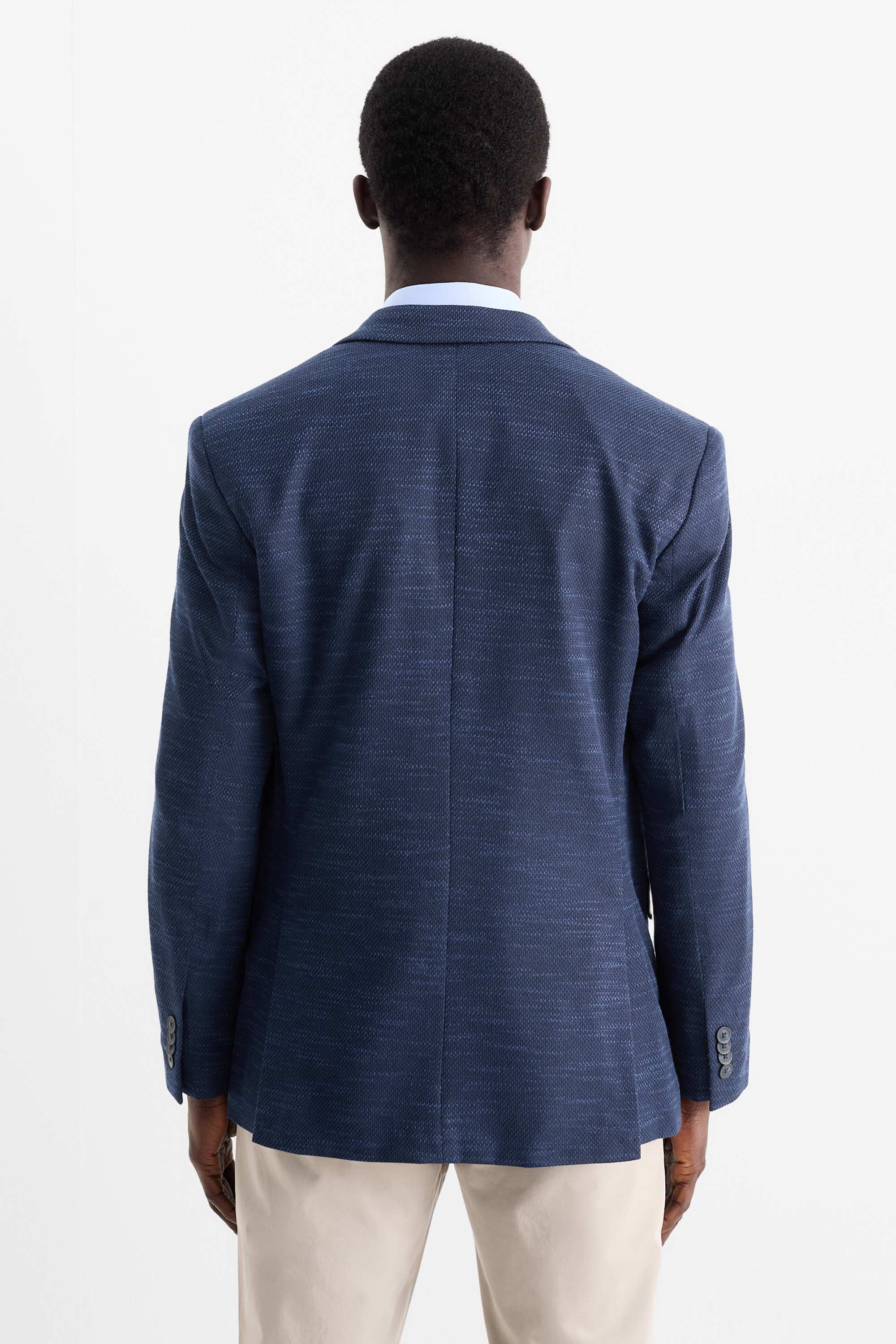 Tailored jacket - regular fit - Flex - textured dark blue