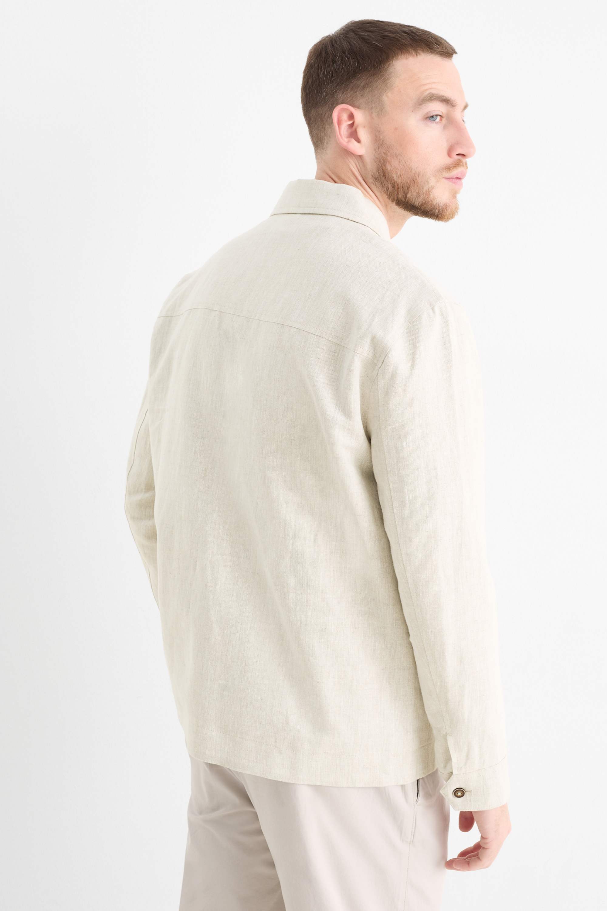 Shirt jacket - linen blend light beige
