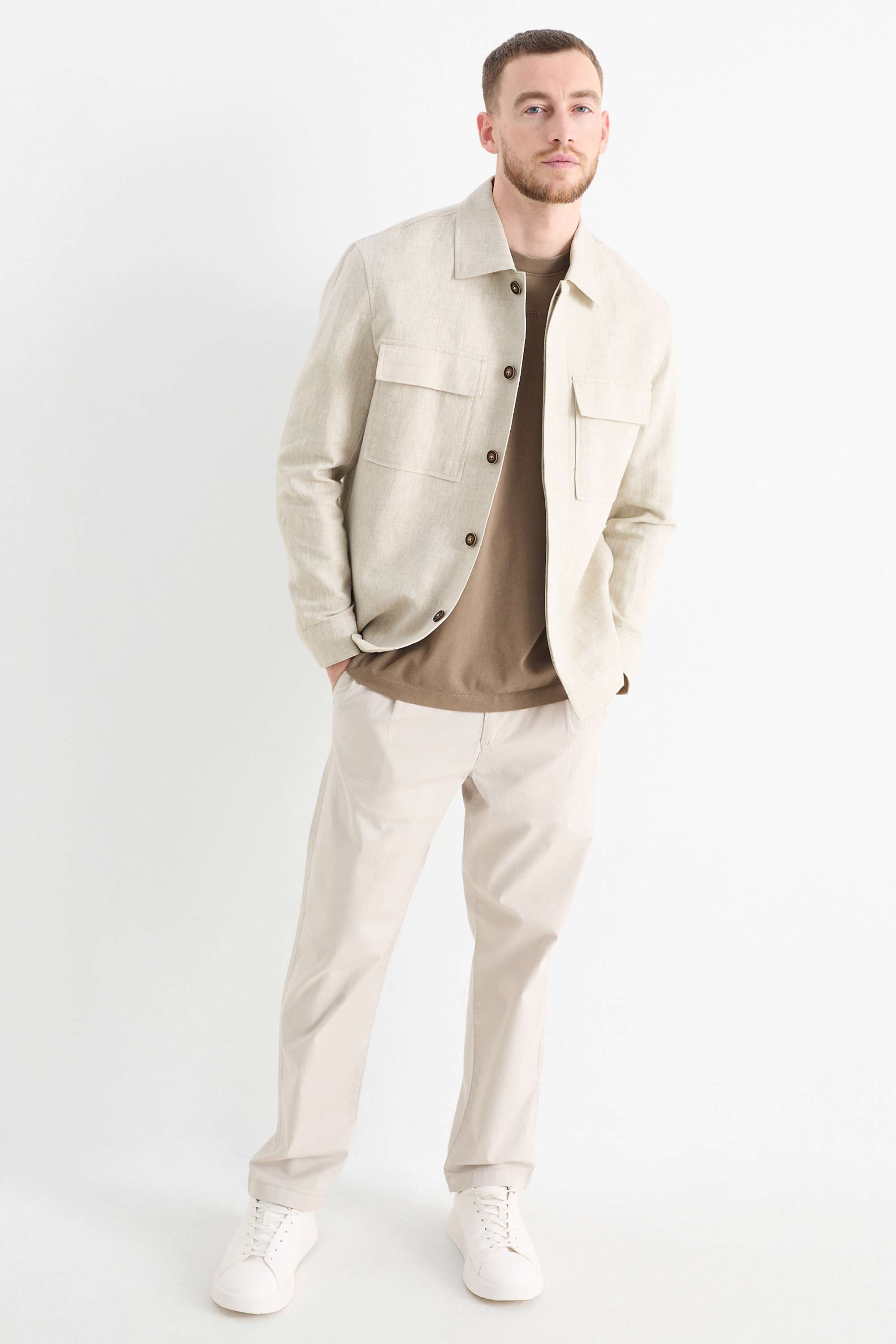 Shirt jacket - linen blend light beige