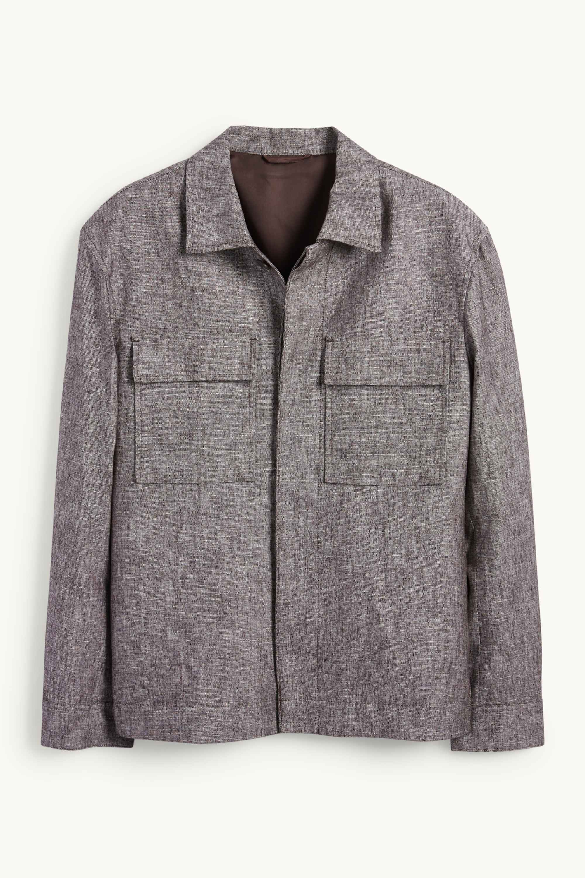 Shirt jacket - linen blend light gray