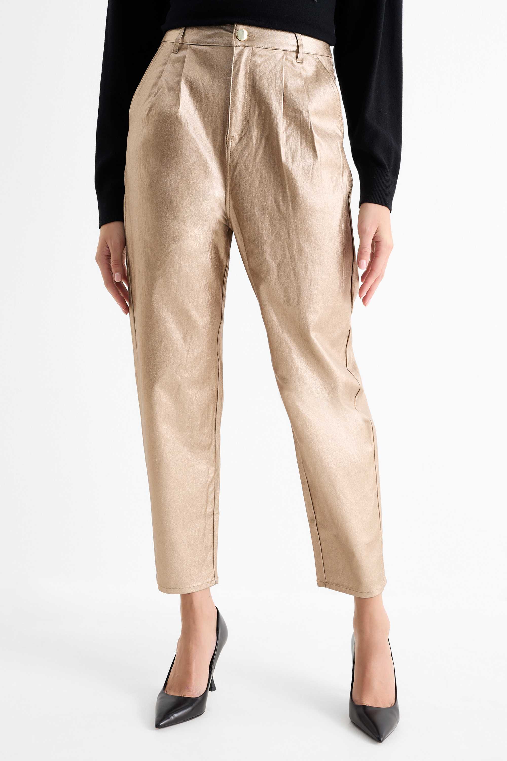 Cloth trousers - high waist - tapered fit gold