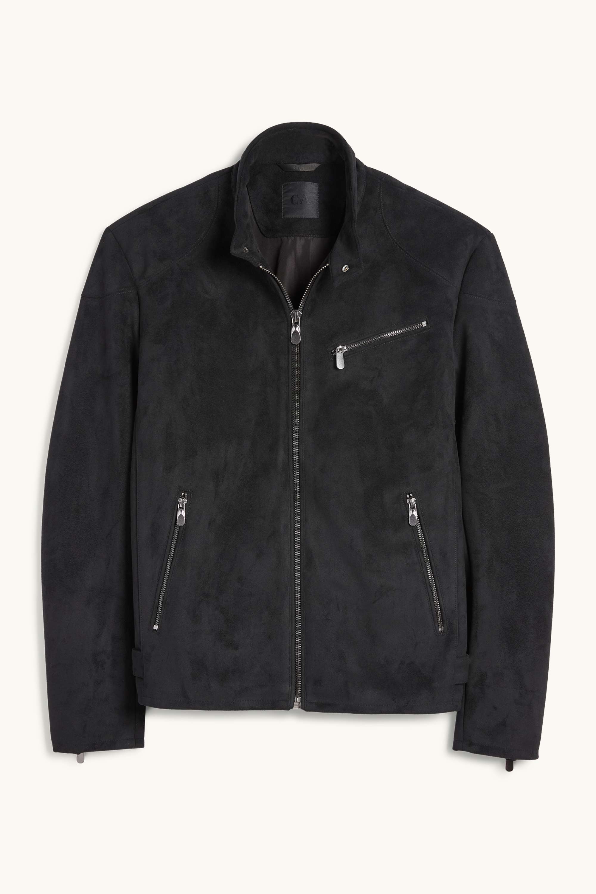Biker jacket - faux suede black