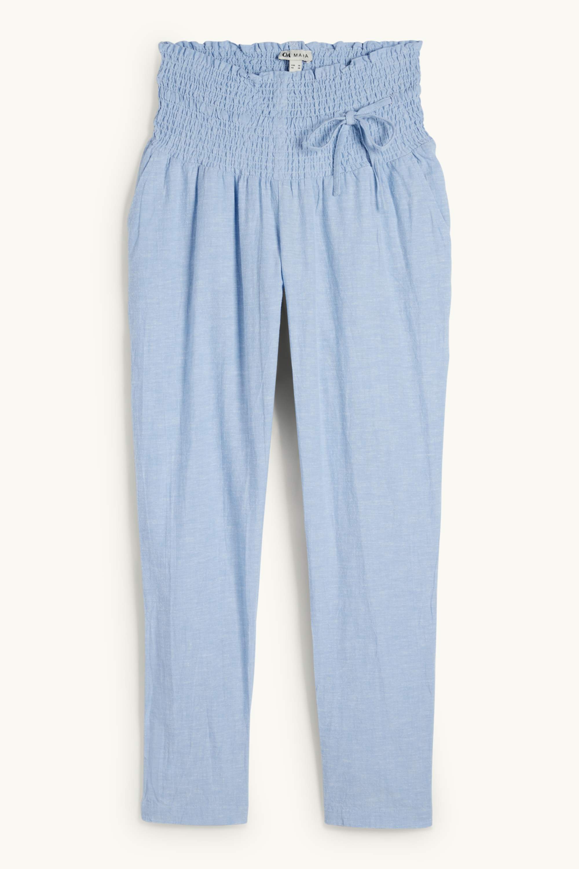 Maternity cloth trousers - smocked light blue