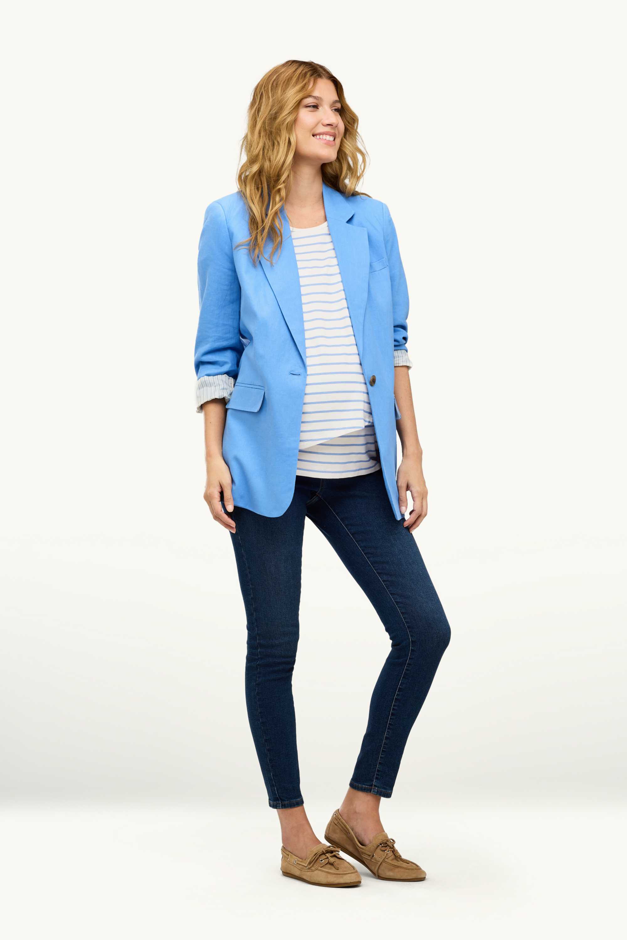 Nursing T-shirt - striped white / blue