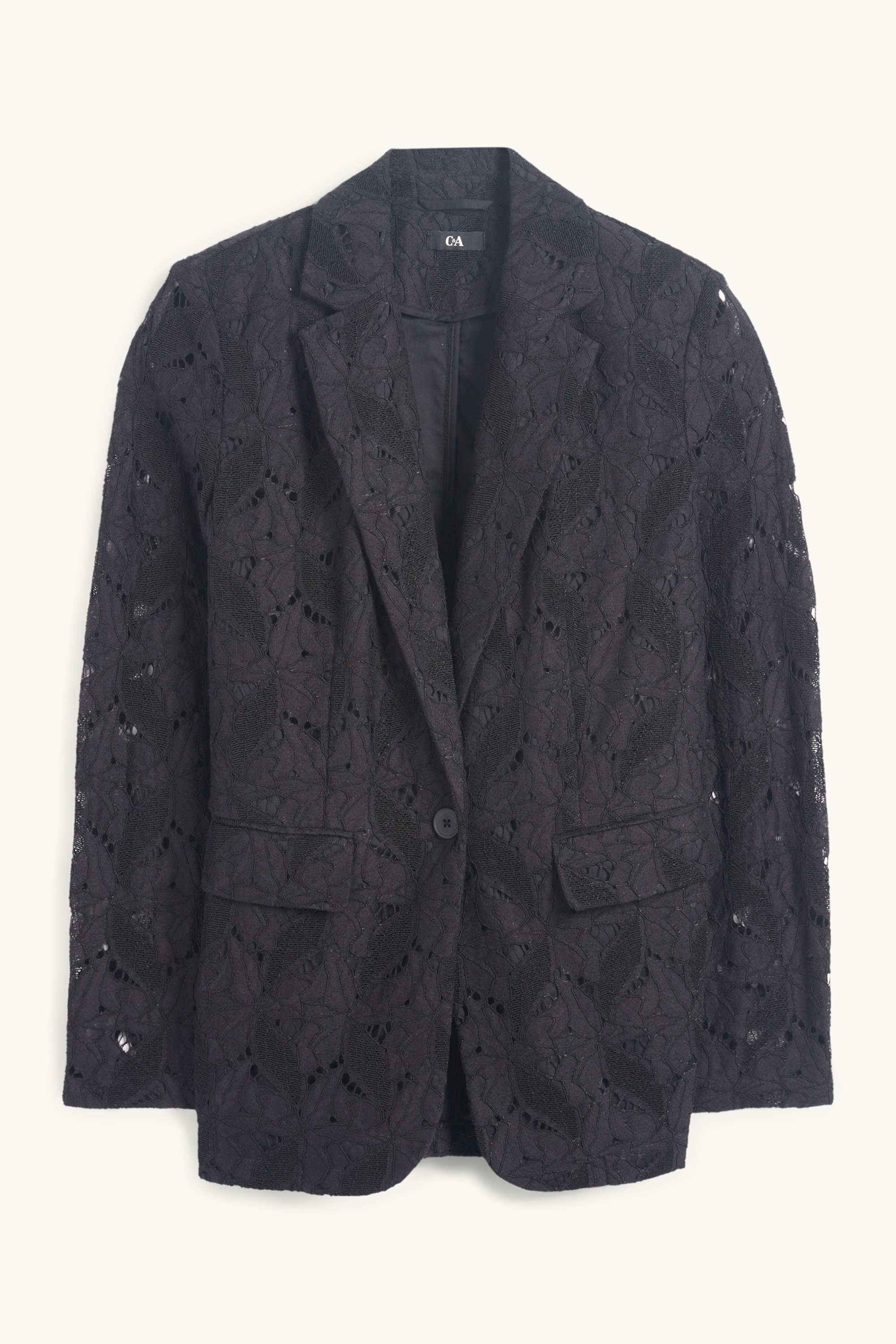 Long lace blazer - relaxed fit black