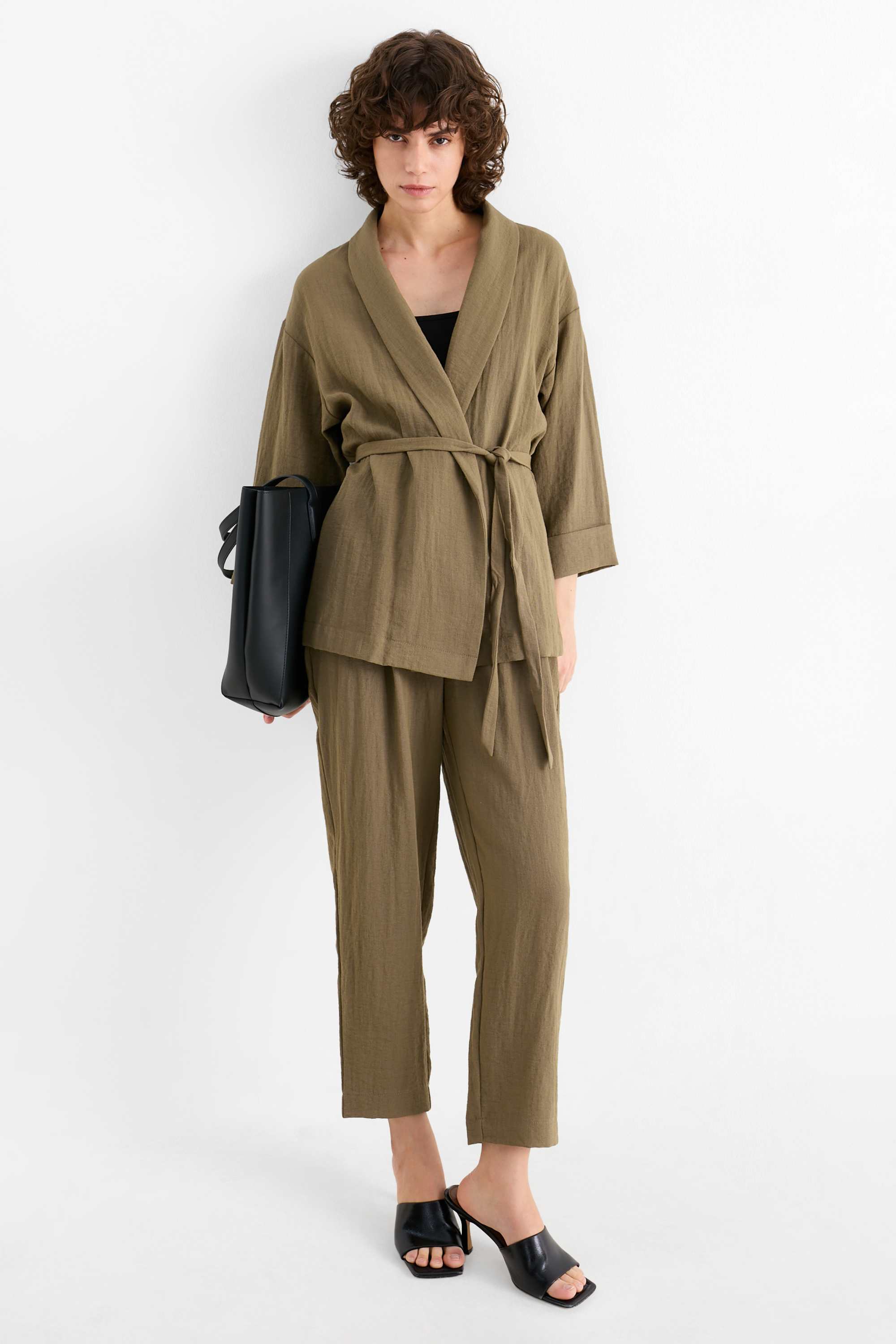 Long blazer - relaxed fit khaki