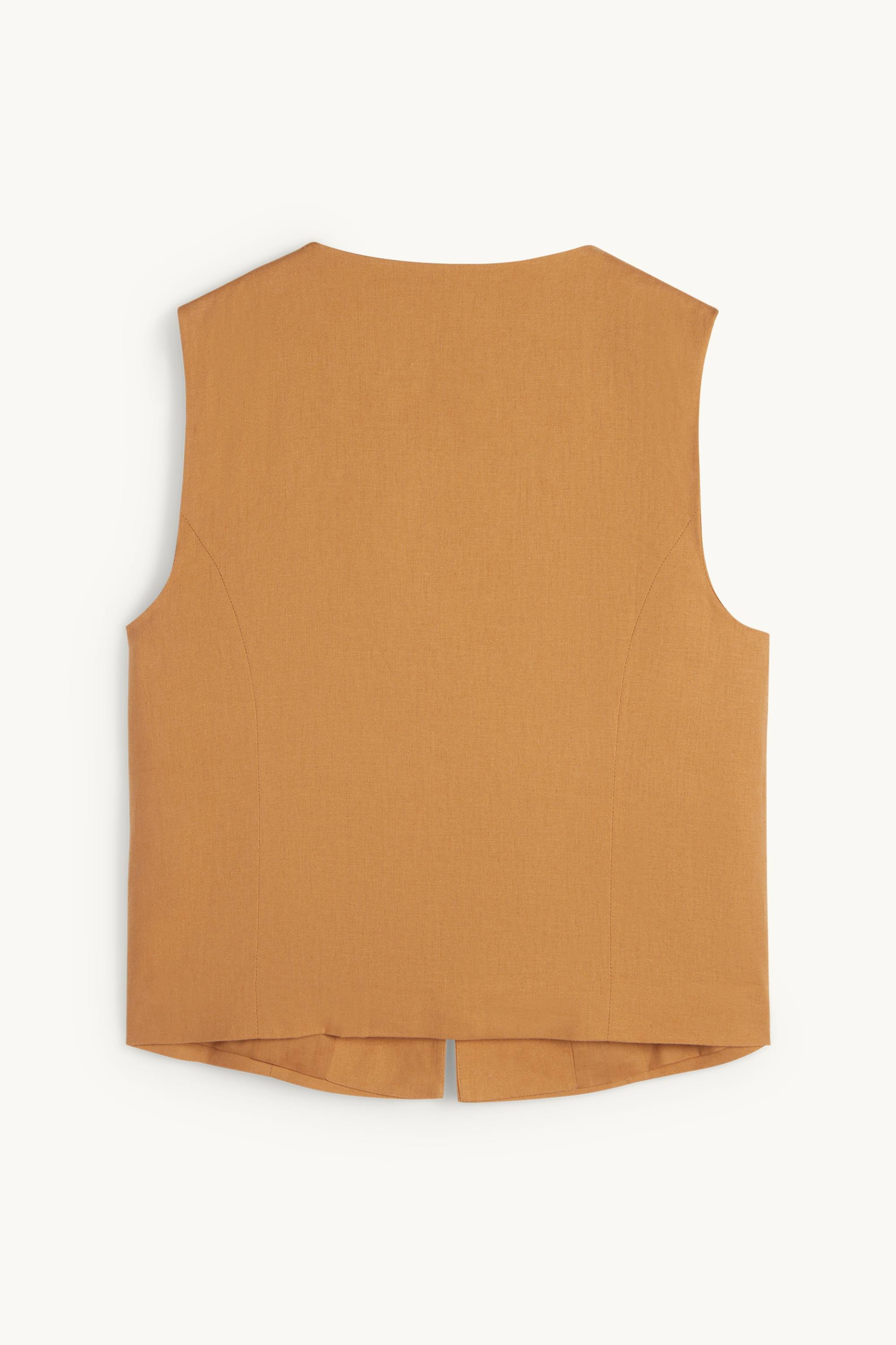 Business waistcoat - fitted - linen blend light brown