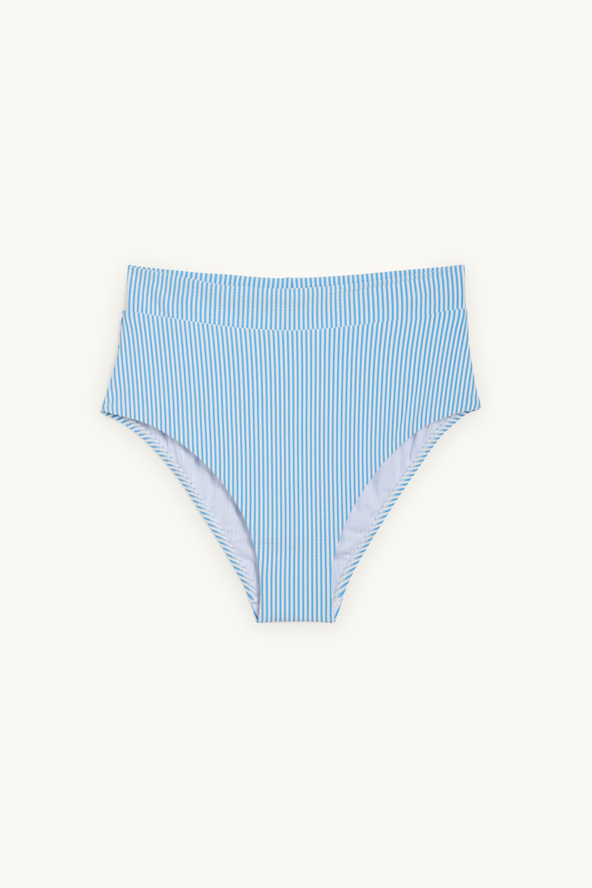 Bikini bottoms - high waist - LYCRA® XTRA LIFE™ - striped white / light blue
