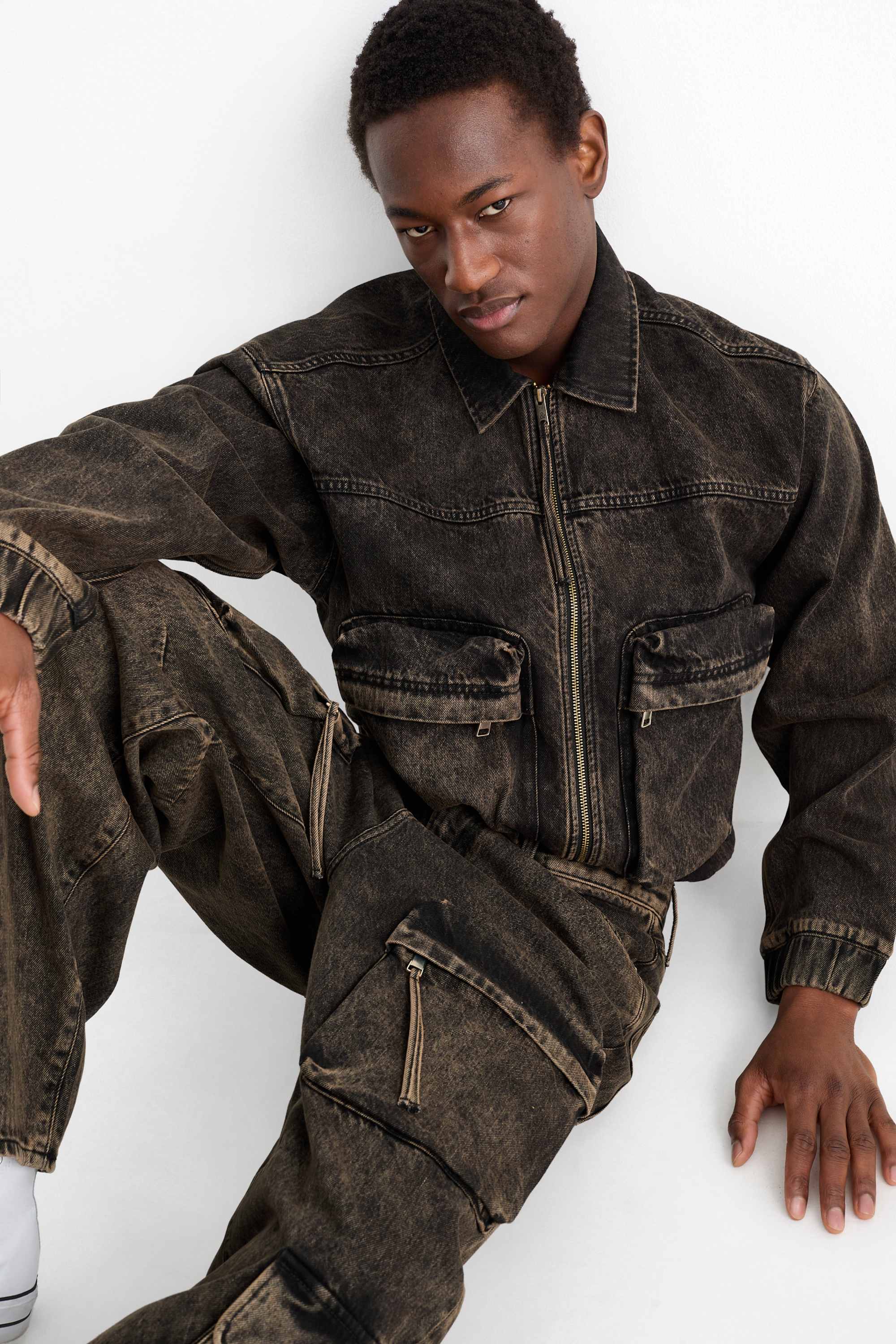 Oversized denim jacket denim-brown