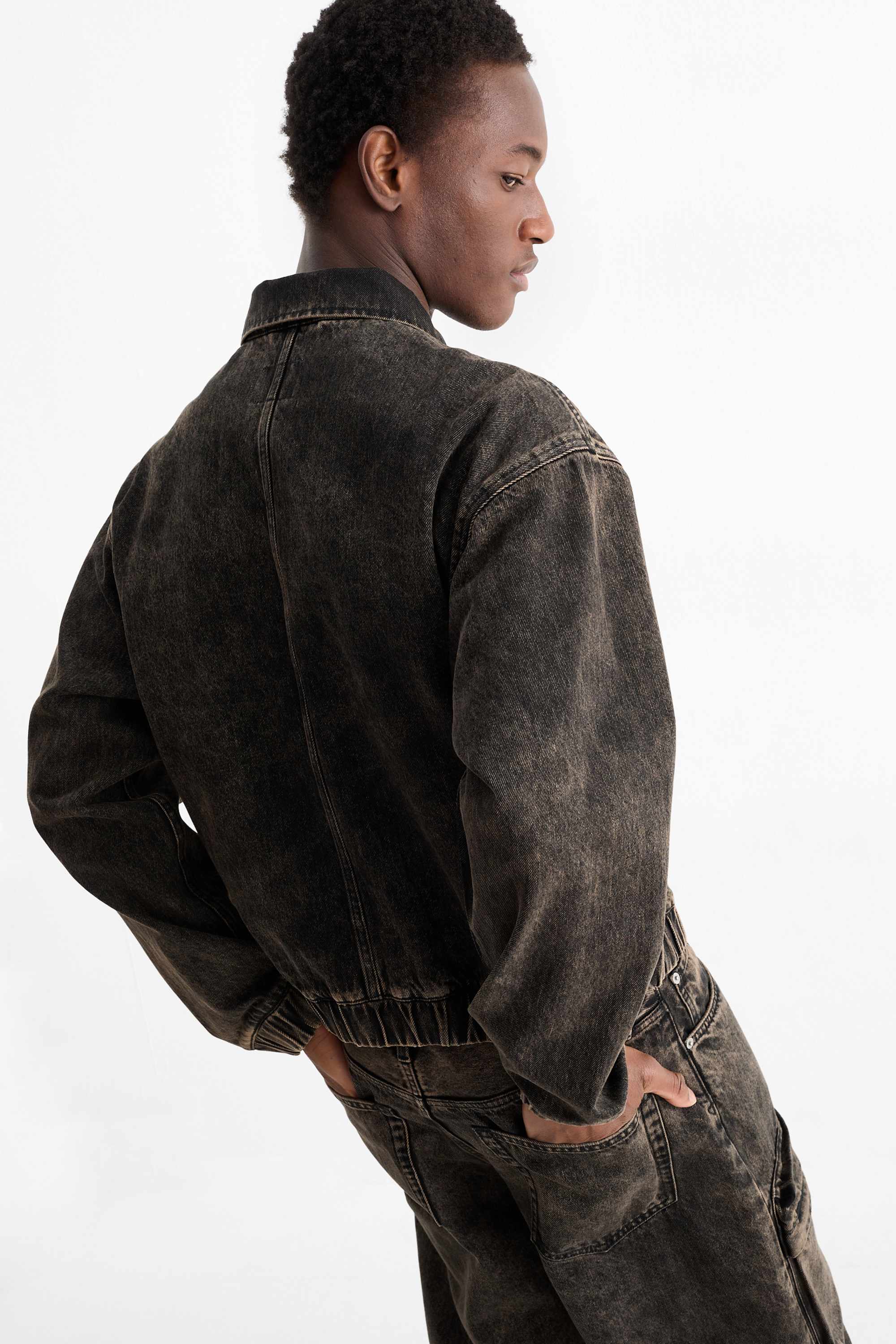 Oversized denim jacket denim-brown