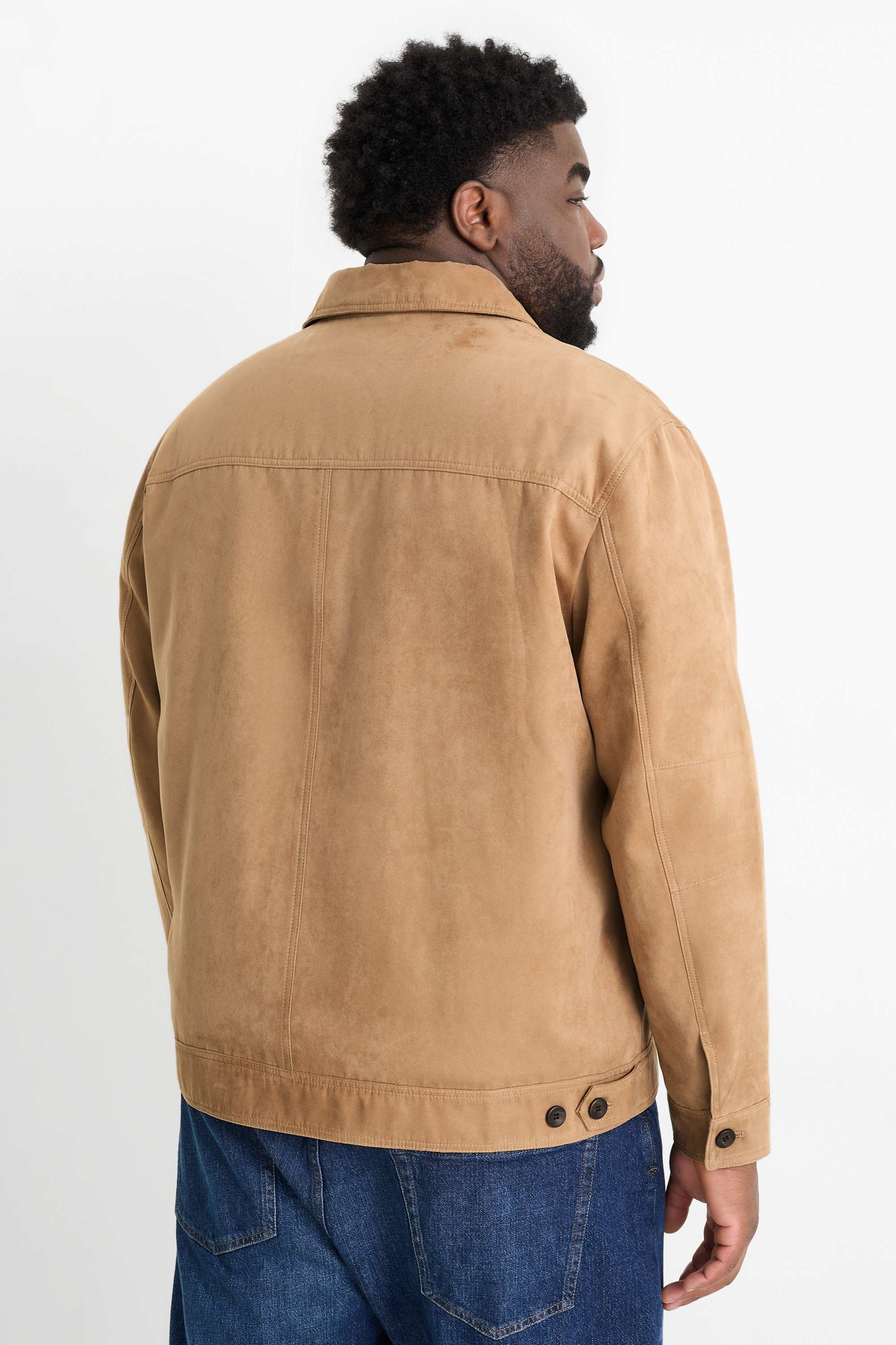 Shirt jacket - faux suede brown