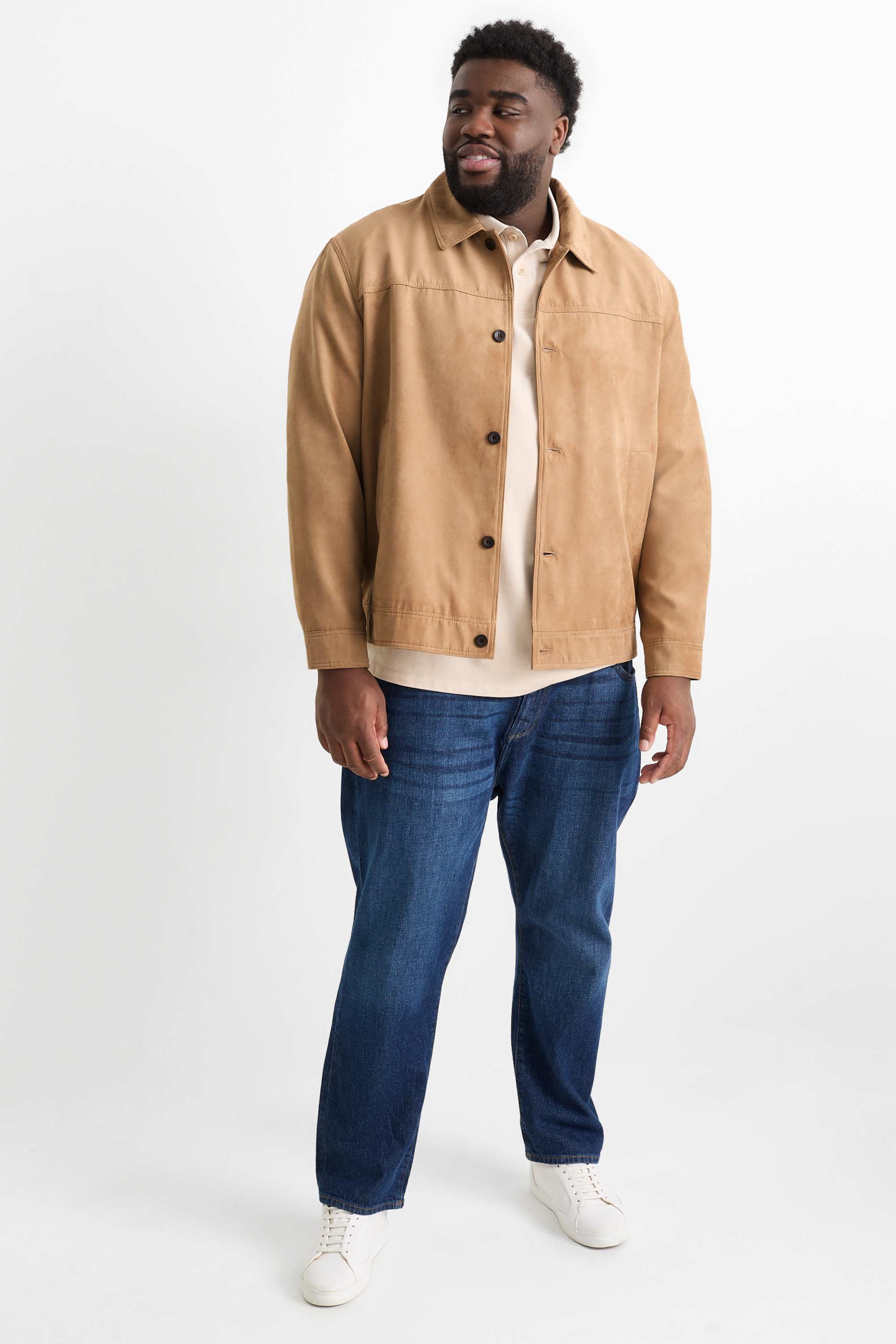 Shirt jacket - faux suede brown