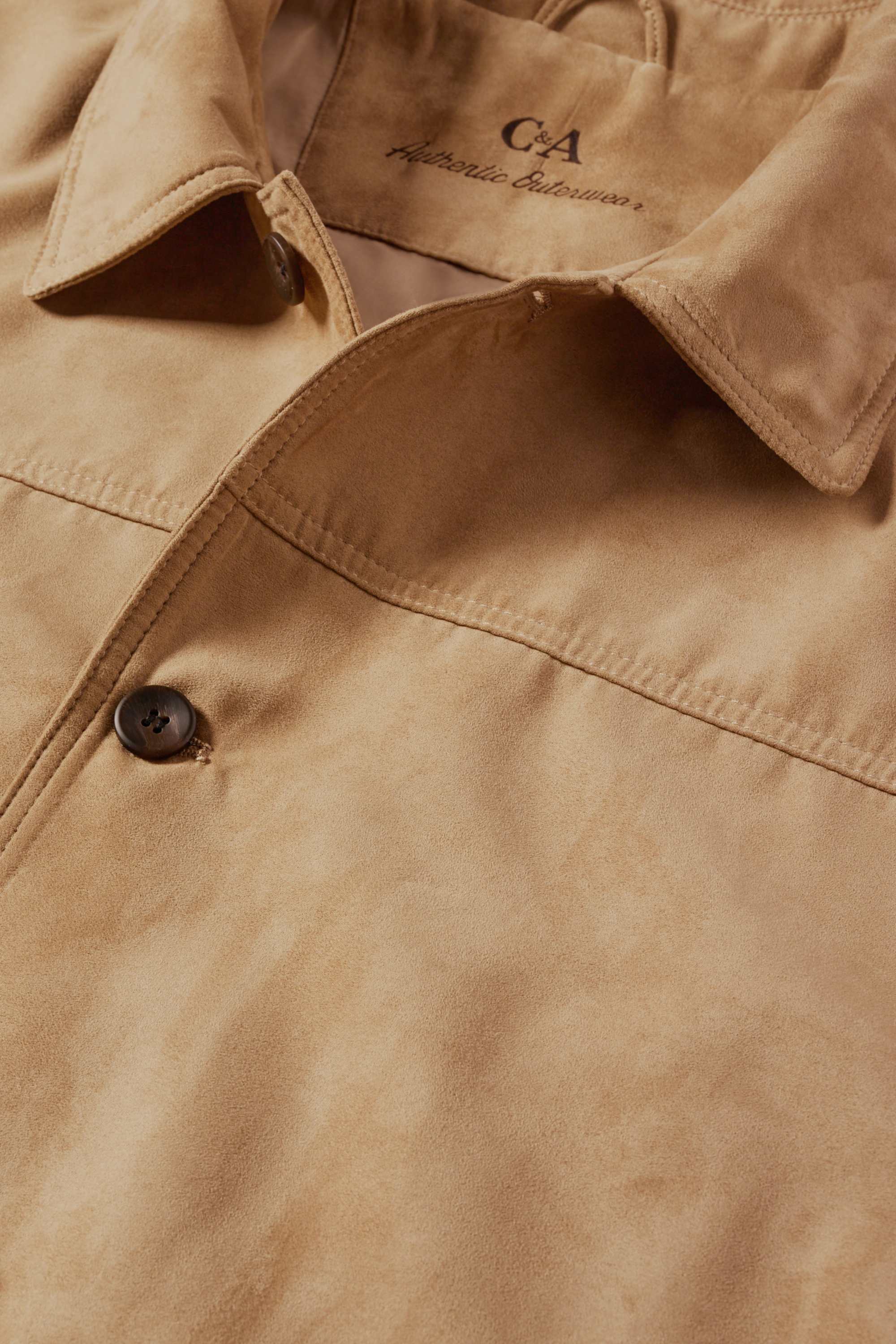 Shirt jacket - faux suede brown
