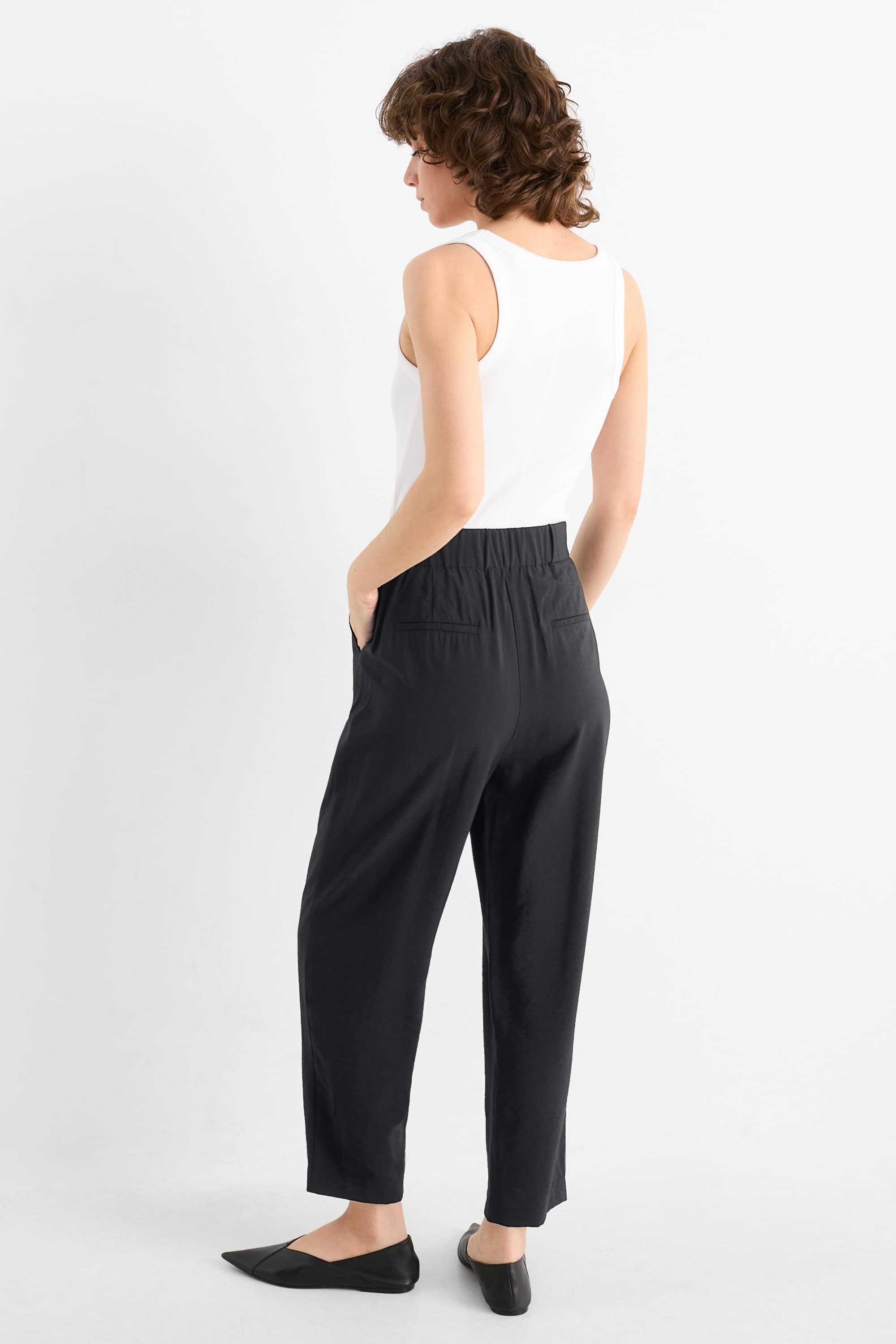 Business trousers - high waist - loose fit black