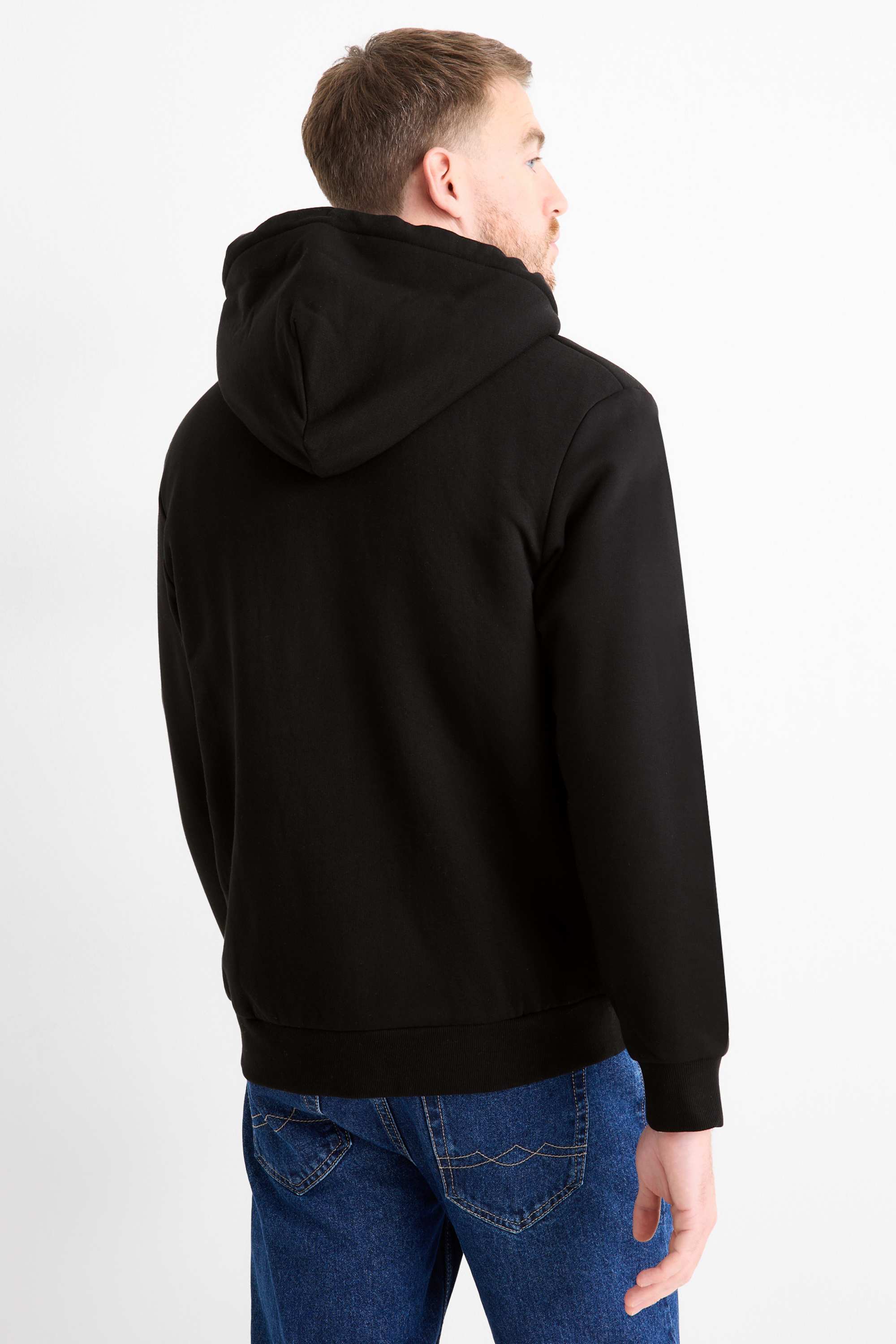 Zip-through hoodie - lined black