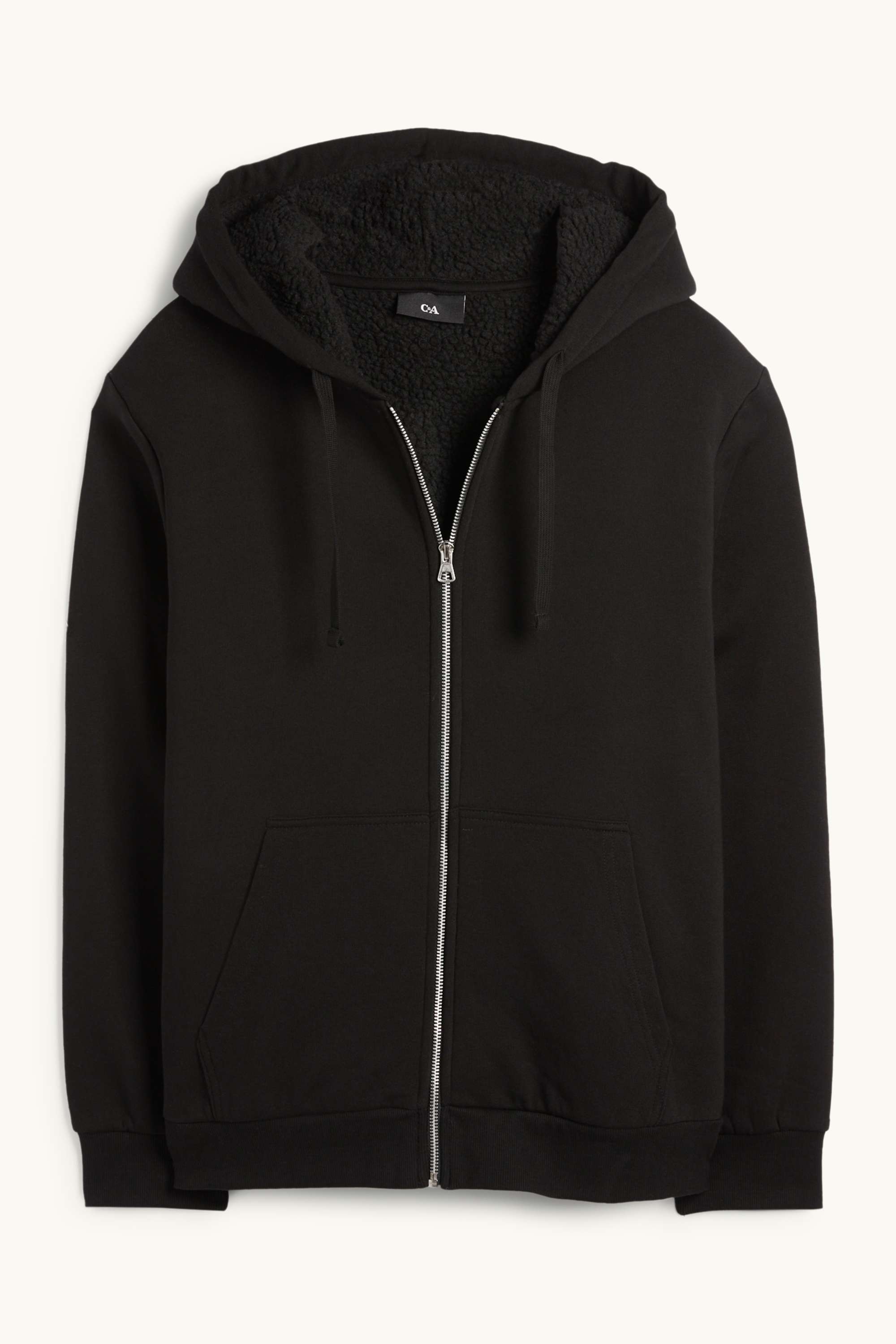 Zip-through hoodie - lined black