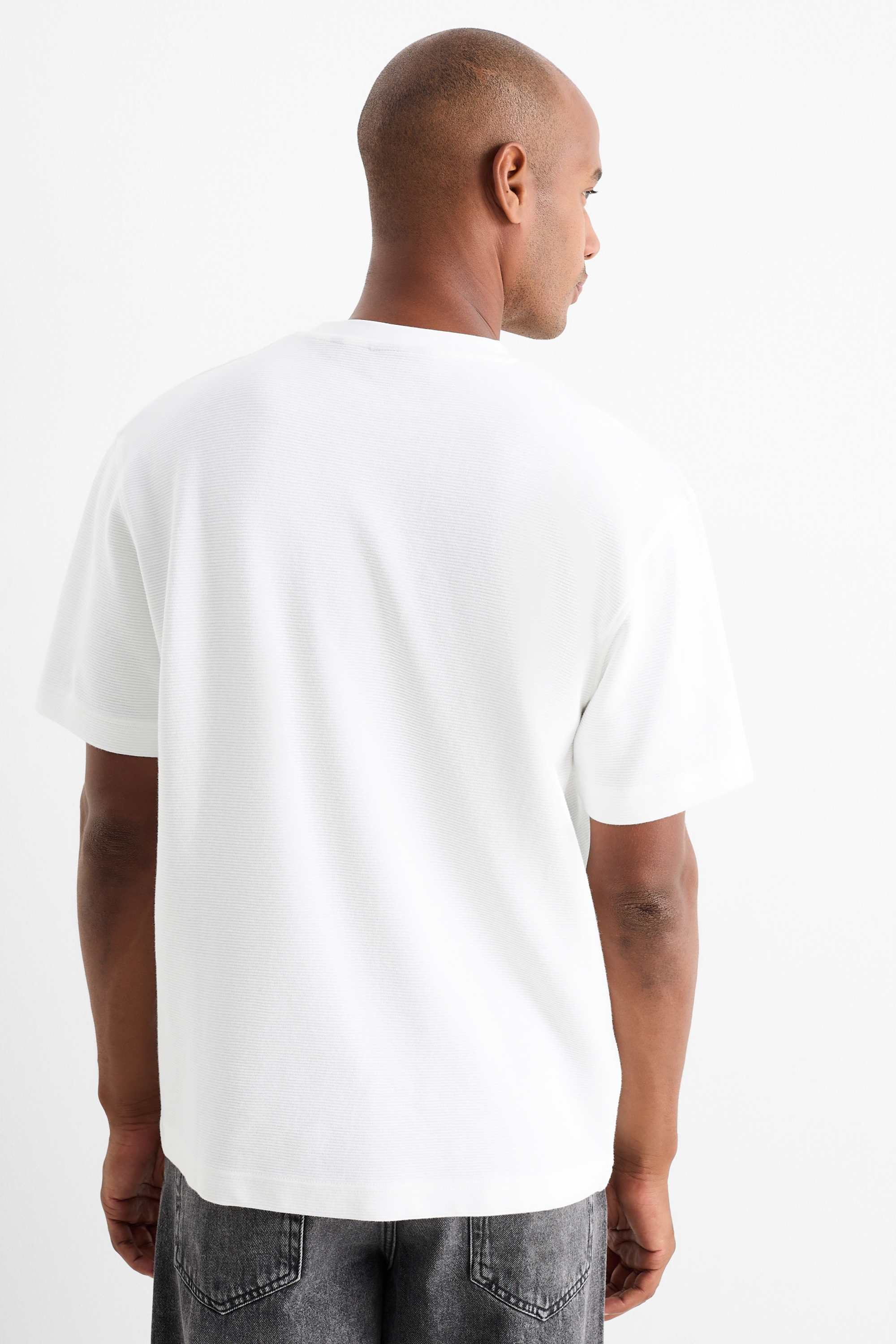 T-shirt - relaxed fit - ribbed white