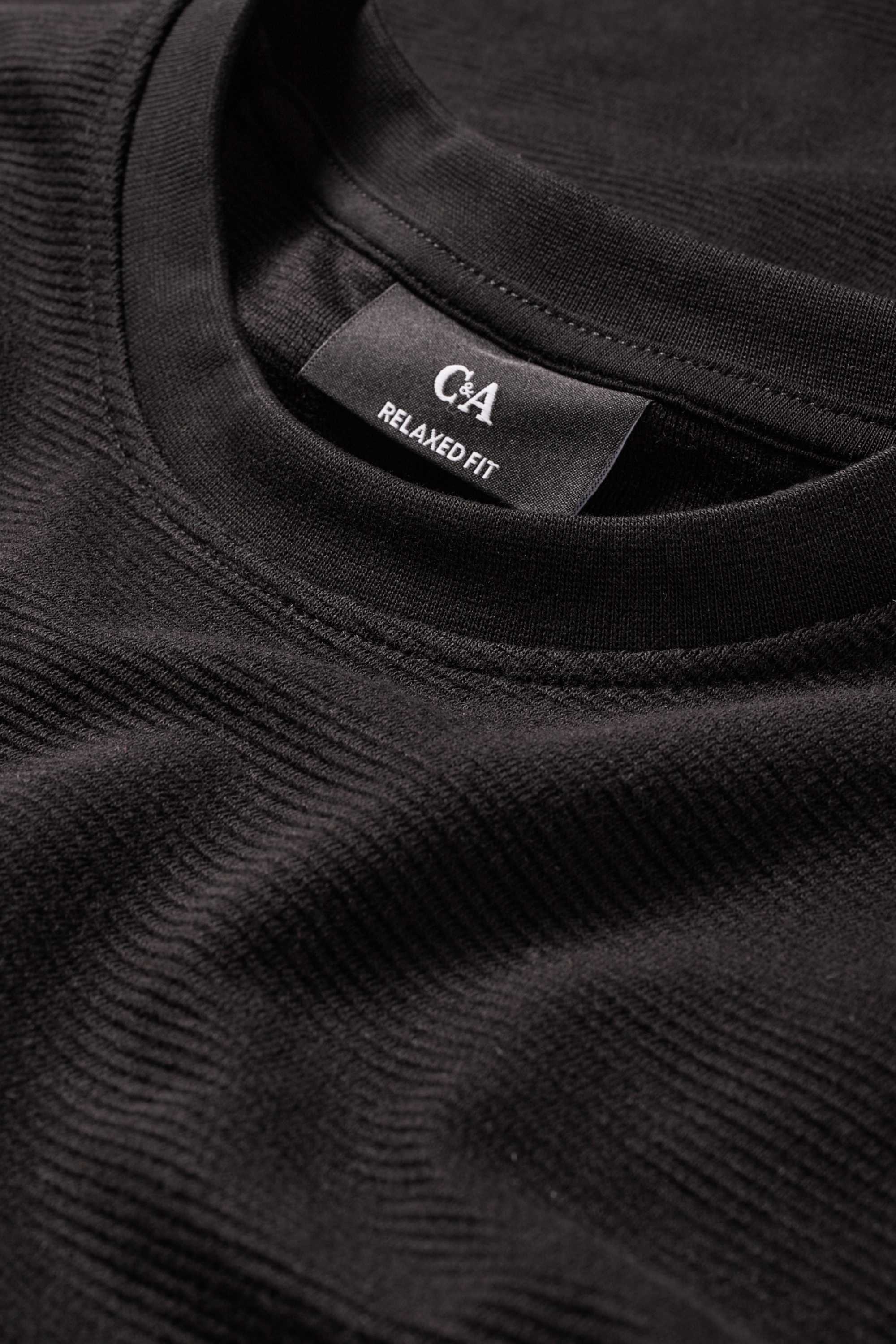 T-shirt - relaxed fit - ribbed black