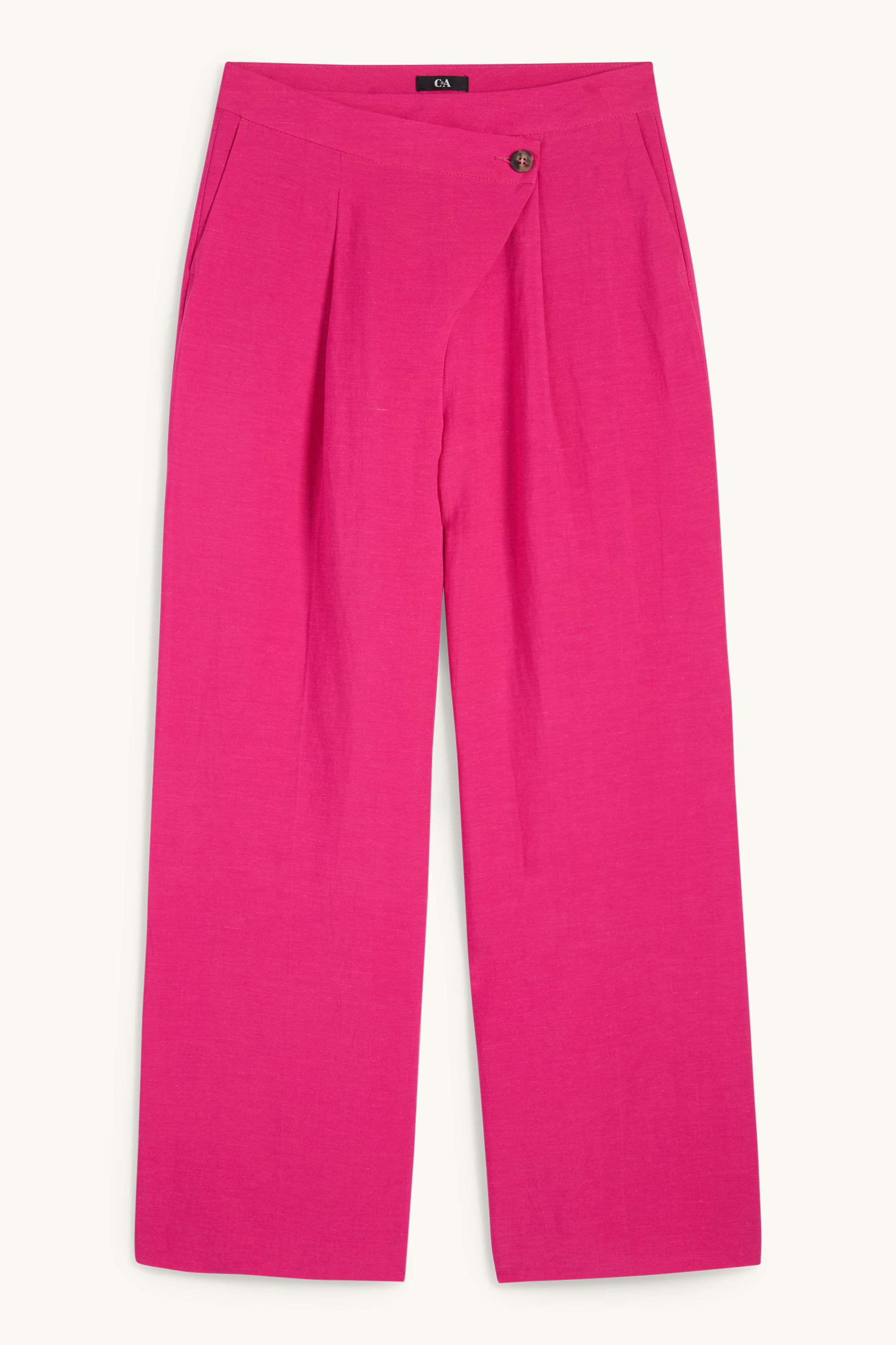 Business trousers with linen content - high waist - straight fit pink